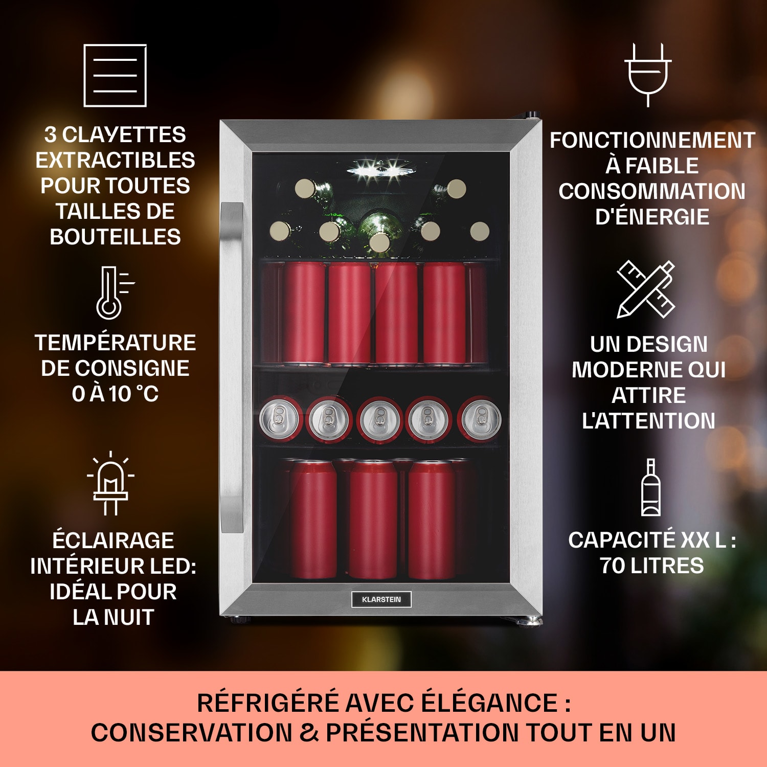 Beersafe 70 Birra Milano Edition koelkast 70 liter 3 roosters glazen panoramadeur rvs
