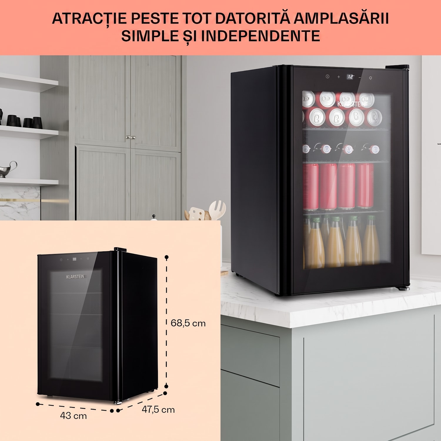 Beercave 70 Frigider 70 ltr 70 ltr 3 rafturi Ușă de sticlă triplu izolată Touch 70 Ltr | Negru