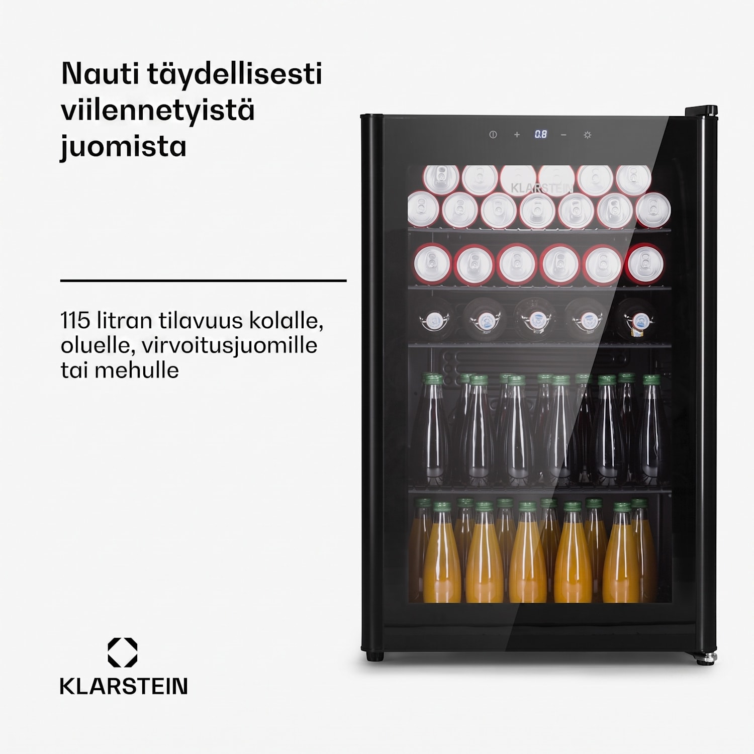 Beercave 115 jääkaappi 115 l 4 tasoa 3-kertaisesti eristetty lasiovi kosketus 115 l | Musta