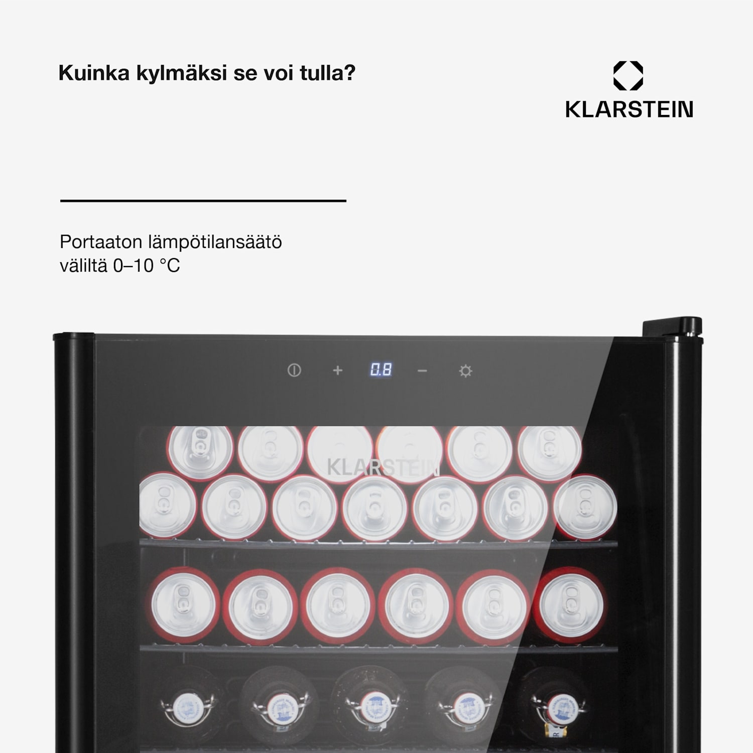 Beercave 115 jääkaappi 115 l 4 tasoa 3-kertaisesti eristetty lasiovi kosketus 115 l | Musta