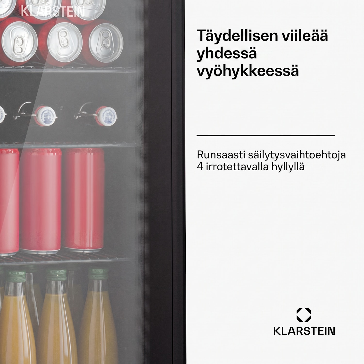 Beercave 115 jääkaappi 115 l 4 tasoa 3-kertaisesti eristetty lasiovi kosketus 115 l | Musta