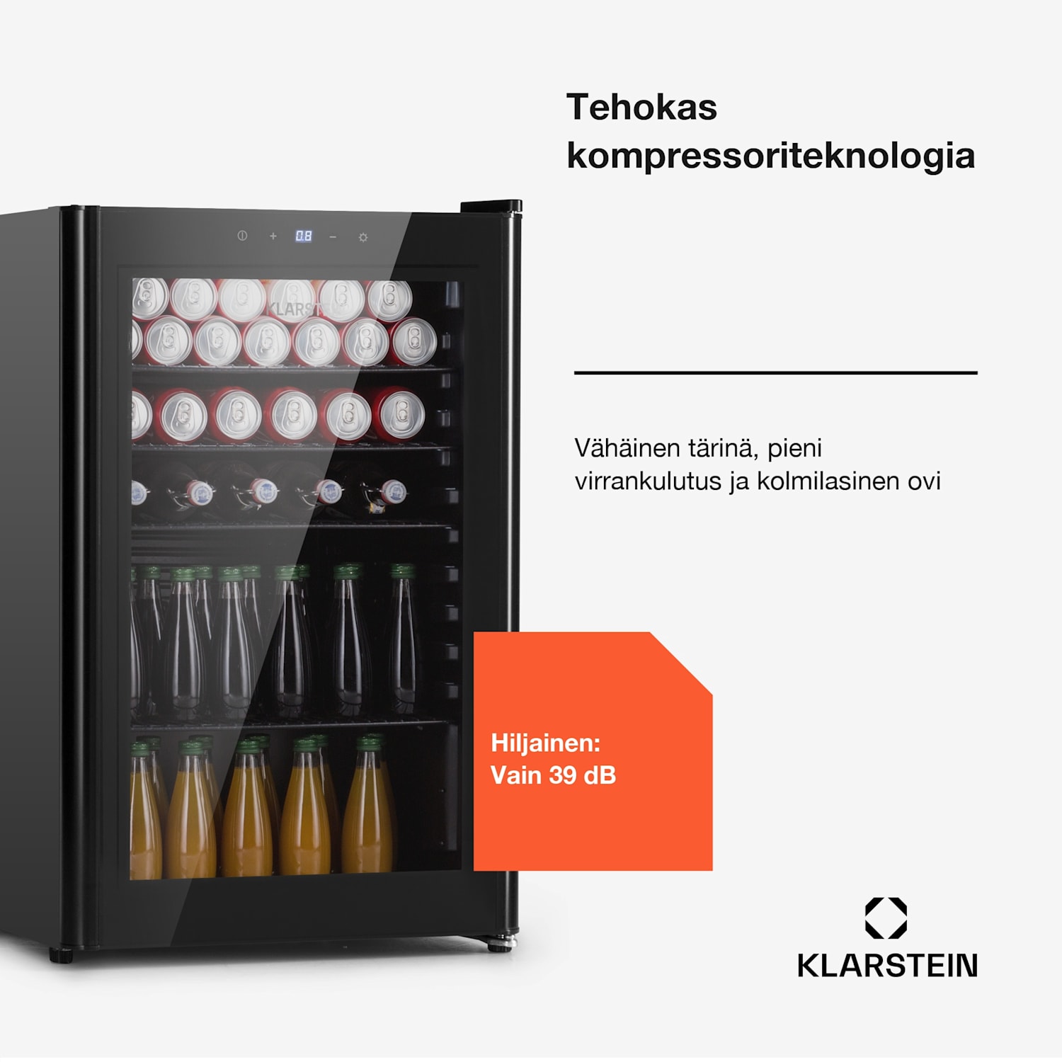 Beercave 115 jääkaappi 115 l 4 tasoa 3-kertaisesti eristetty lasiovi kosketus 115 l | Musta
