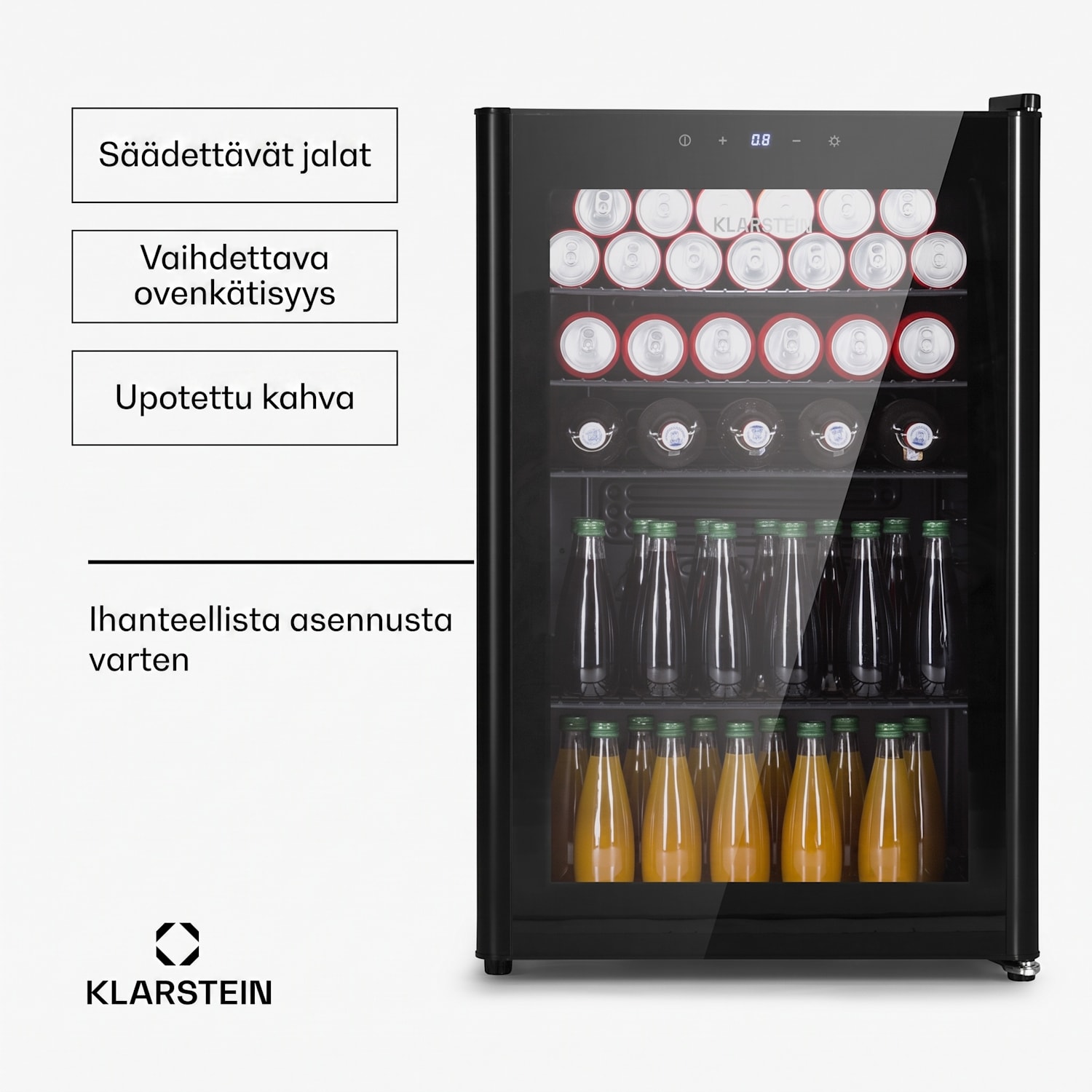 Beercave 115 jääkaappi 115 l 4 tasoa 3-kertaisesti eristetty lasiovi kosketus 115 l | Musta