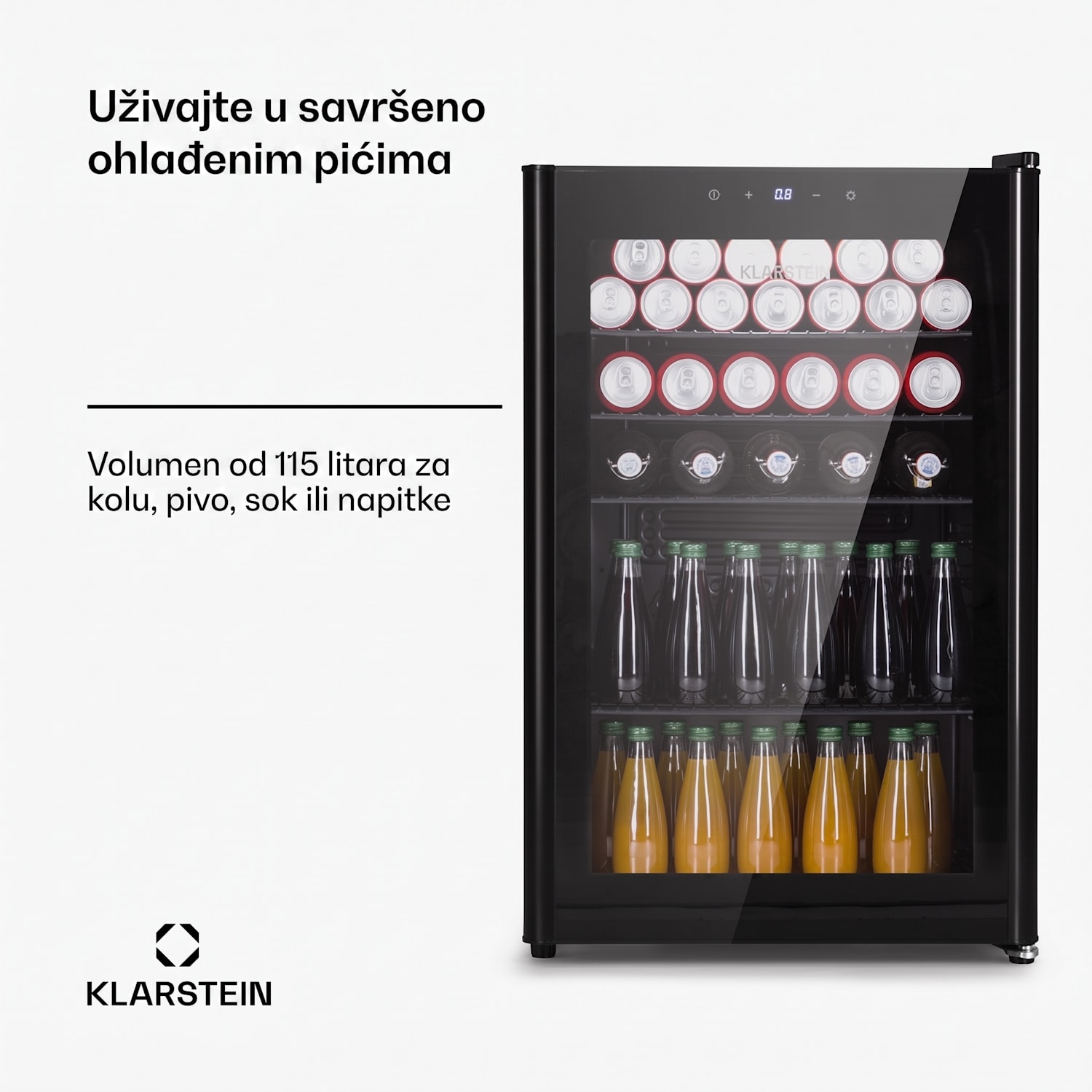 Beercave 115 Hladnjak 115 ltr 4 police Trostruka izo staklena vrata Touch 115 Ltr | Crna
