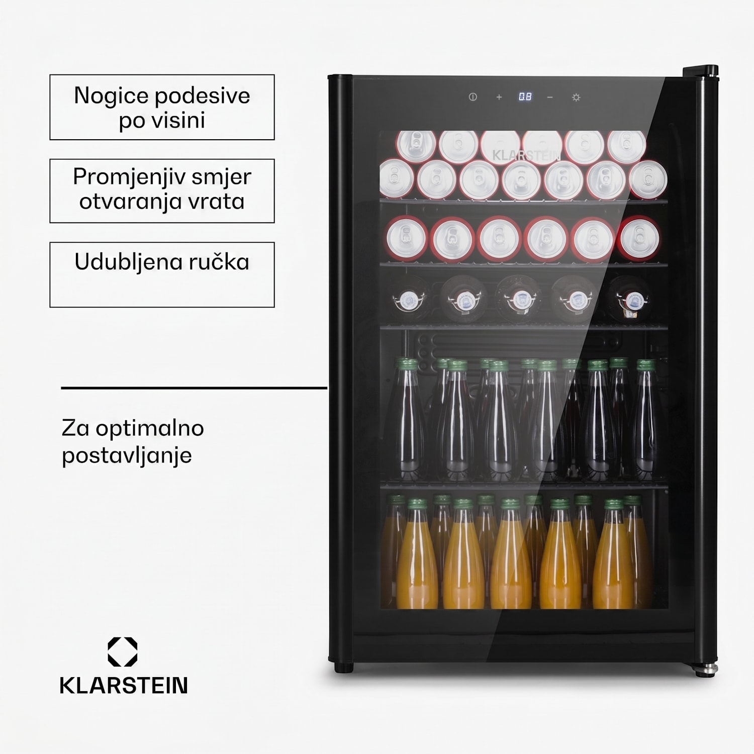Beercave 115 Hladnjak 115 ltr 4 police Trostruka izo staklena vrata Touch 115 Ltr | Crna