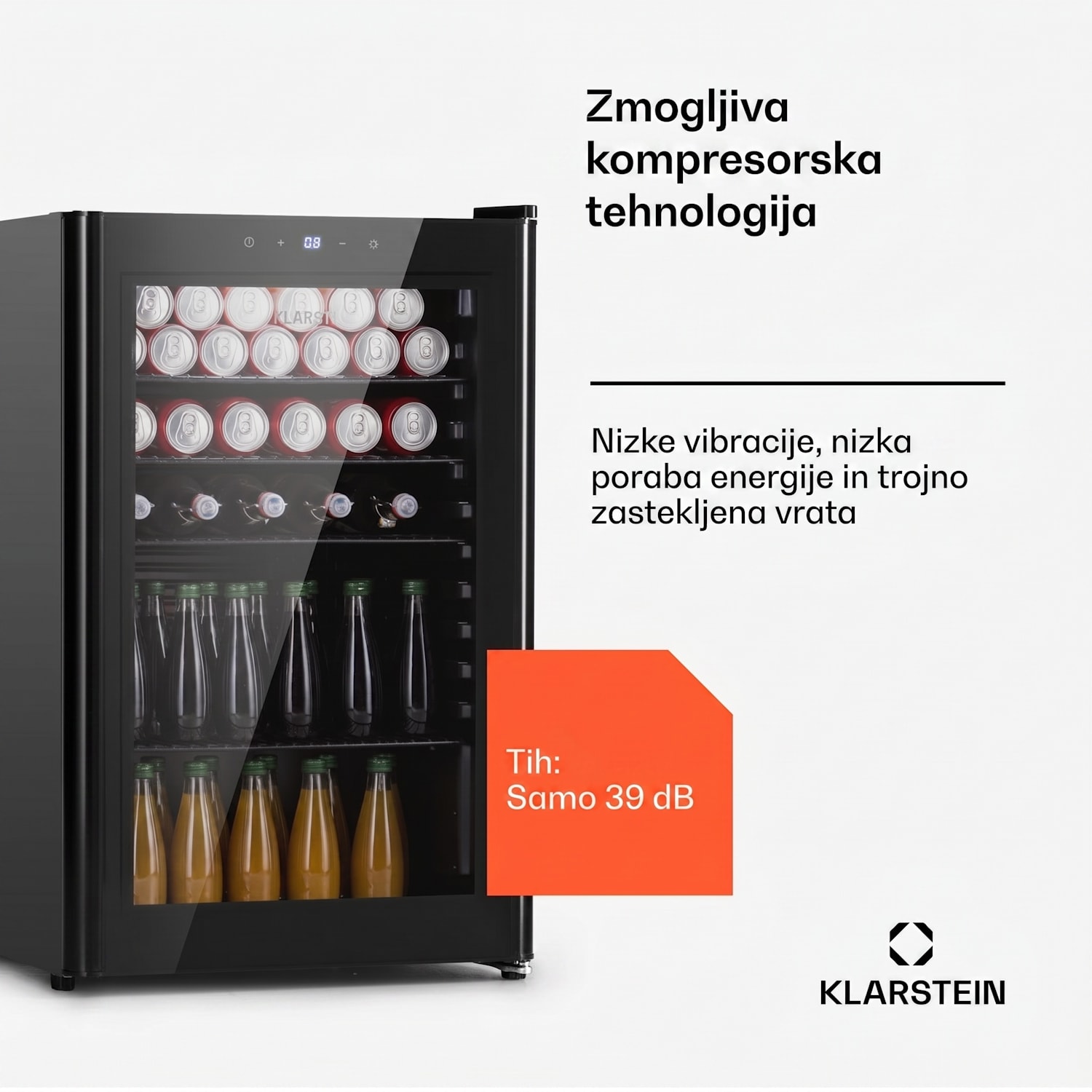 Beersafe 115 Hladilnik 115 ltr 4 police Trojna izolirana steklena vrata Na dotik 115 Ltr | Črna