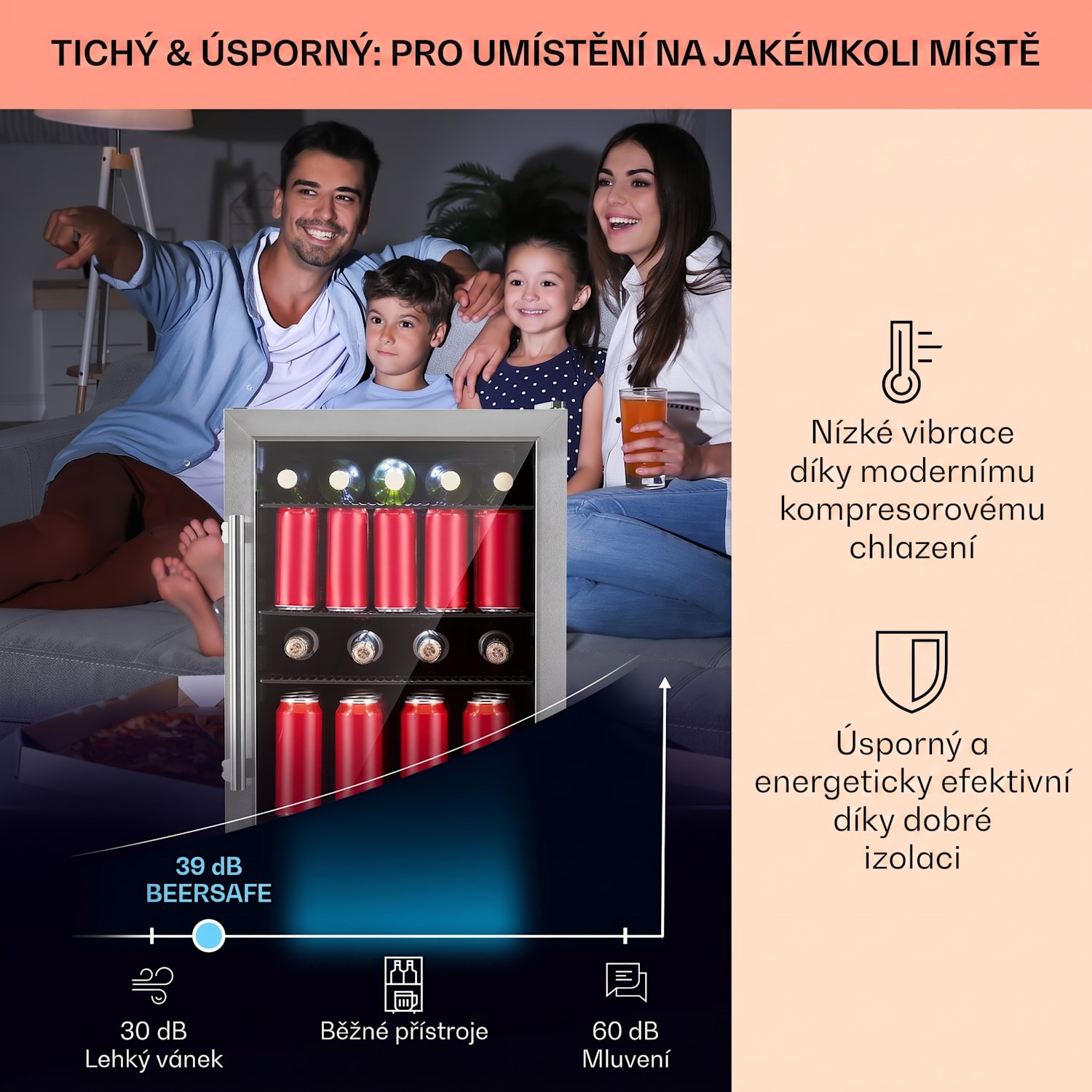 Beersafe 3XL, lednice, 98 l, 4 zásuvné police, 7 úrovní, černá 98 Ltr | Černá | Stříbrná