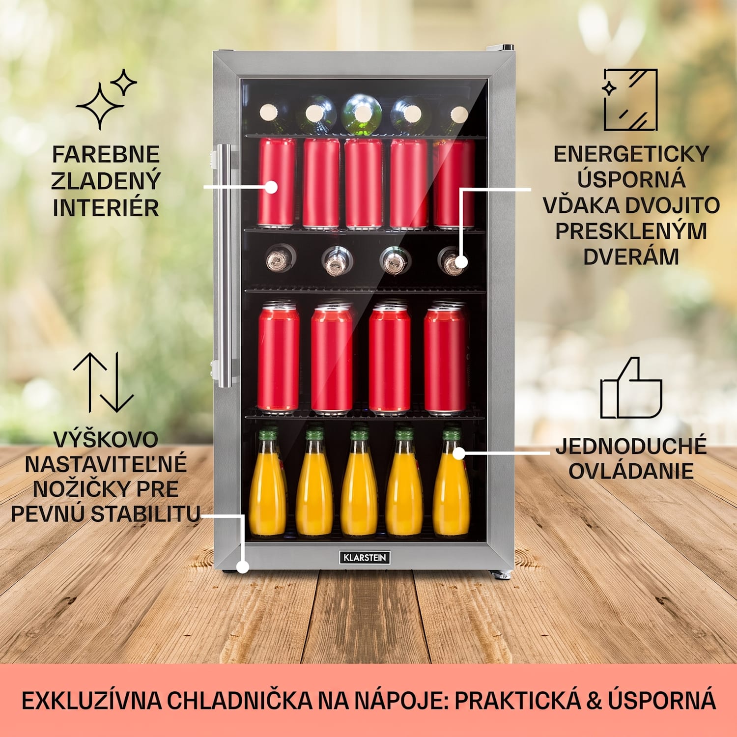 Beersafe 3XL, chladnička, 98 l, 4 zásuvné police, 7 úrovní, čierna 98 Ltr | Čierna | Strieborná