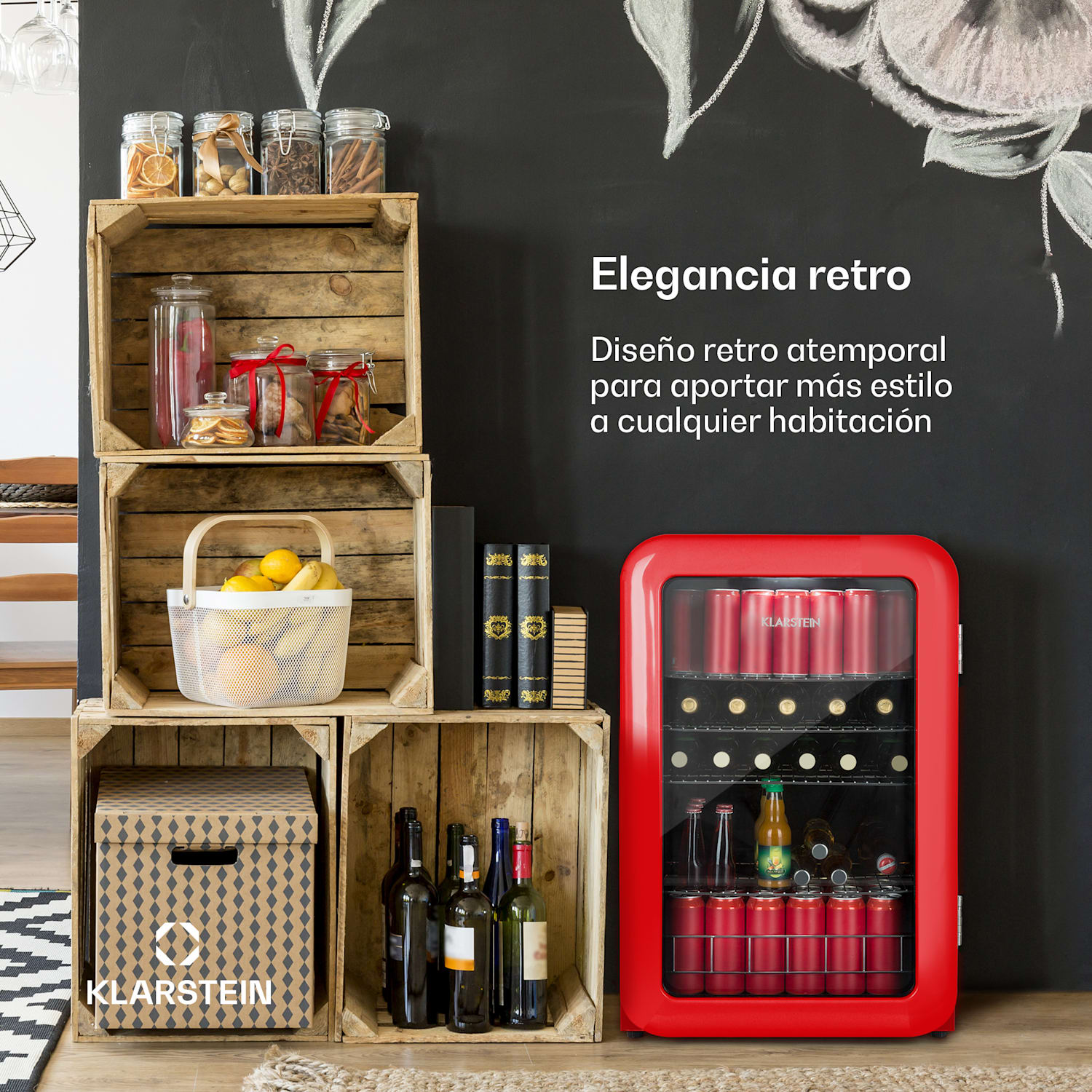 PopLife Nevera para bebidas de 0 a 10 °C diseño retro 115 L | Rojo
