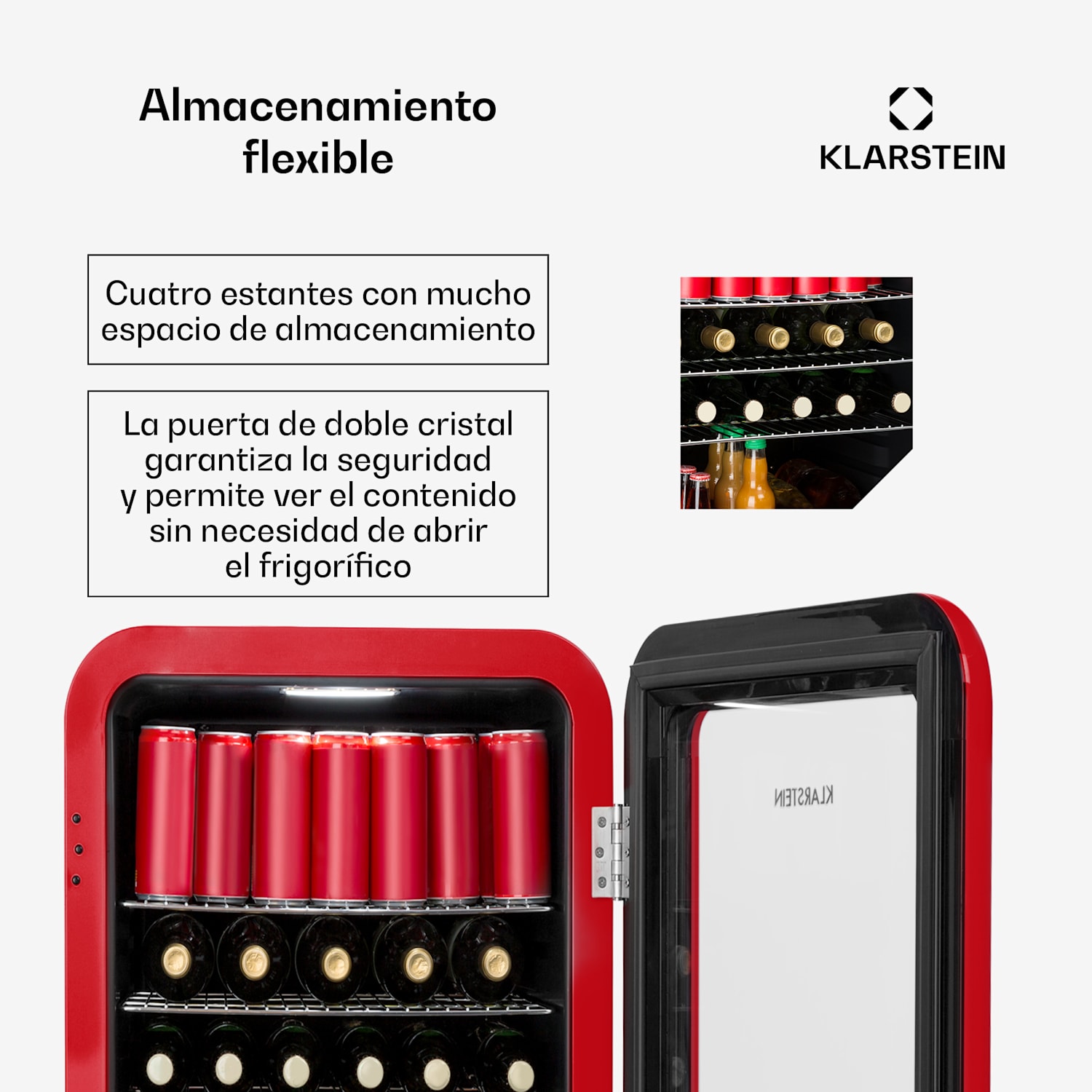 PopLife Nevera para bebidas de 0 a 10 °C diseño retro 115 L | Rojo