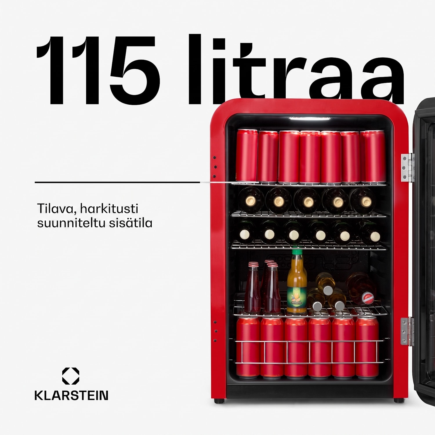 PopLife juomajääkaappi jääkaappi 0-10°C retromuotoilu 115 l | Punainen