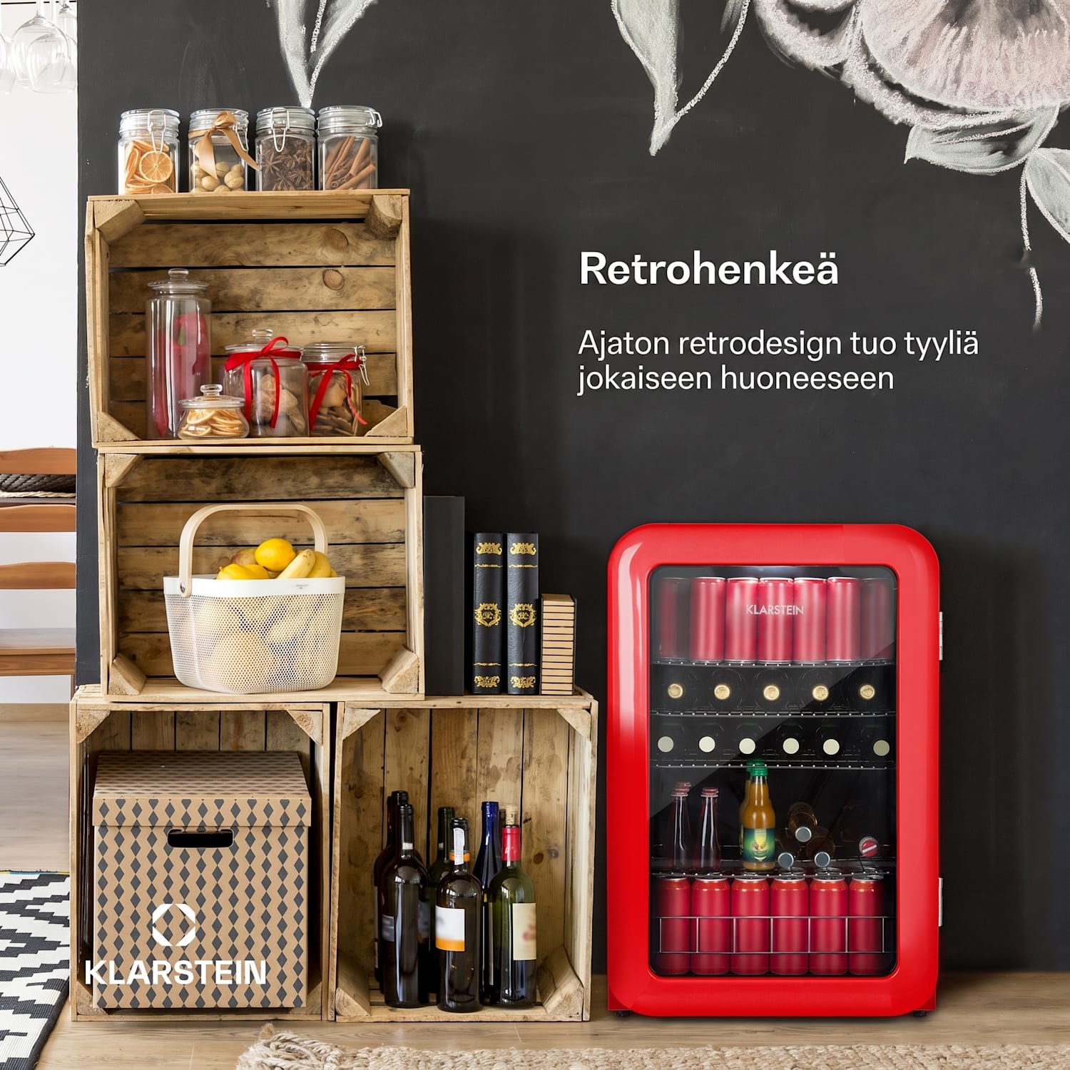 PopLife juomajääkaappi jääkaappi 0-10°C retromuotoilu 115 l | Punainen