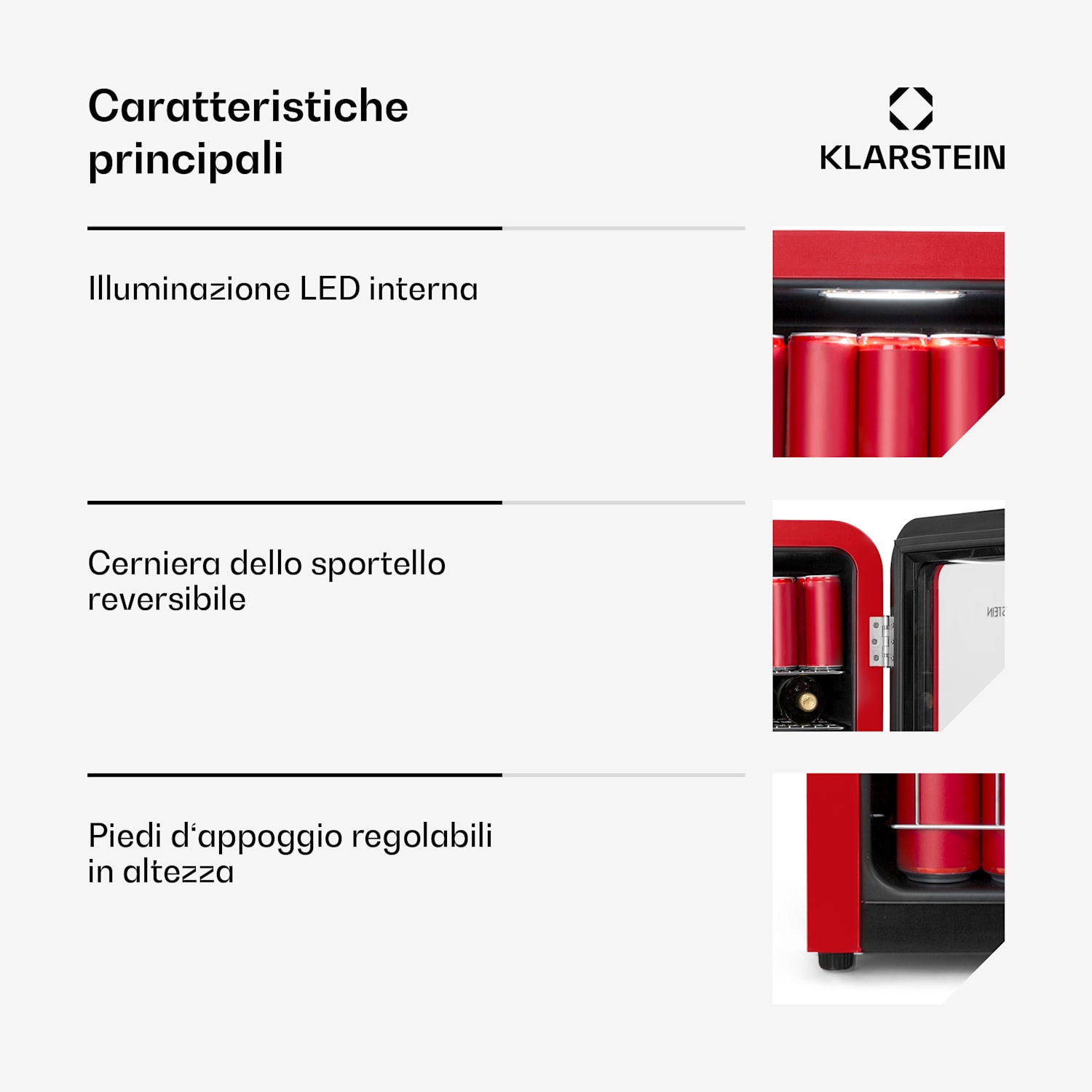 PopLife Frigorifero per bevande 0-10°C design rétro 115 Ltr | Rosso