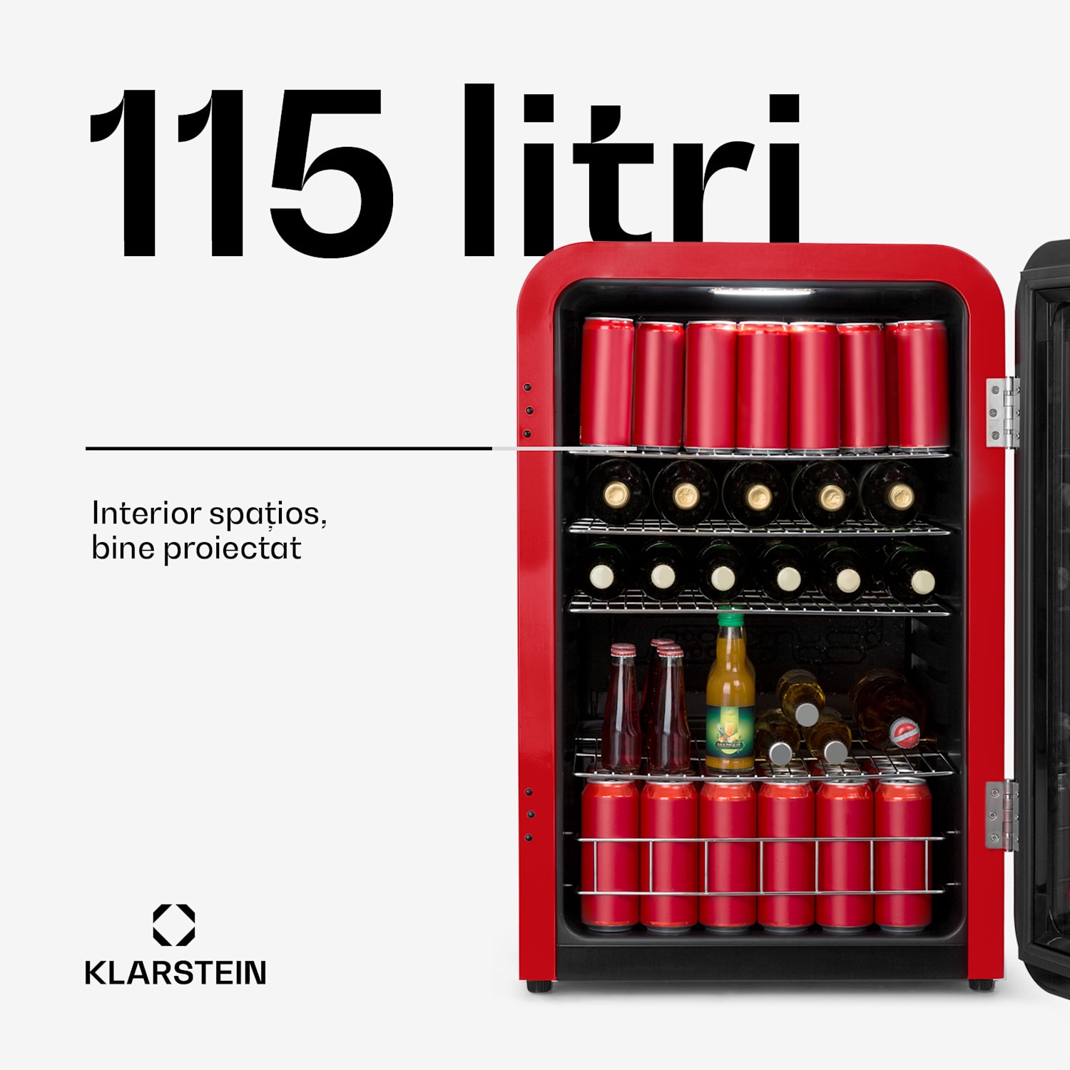 PopLife, frigider pentru băuturi, frigider, 115 litri, 0 - 10 °C, design retro, roșu 115 Ltr | Roșu