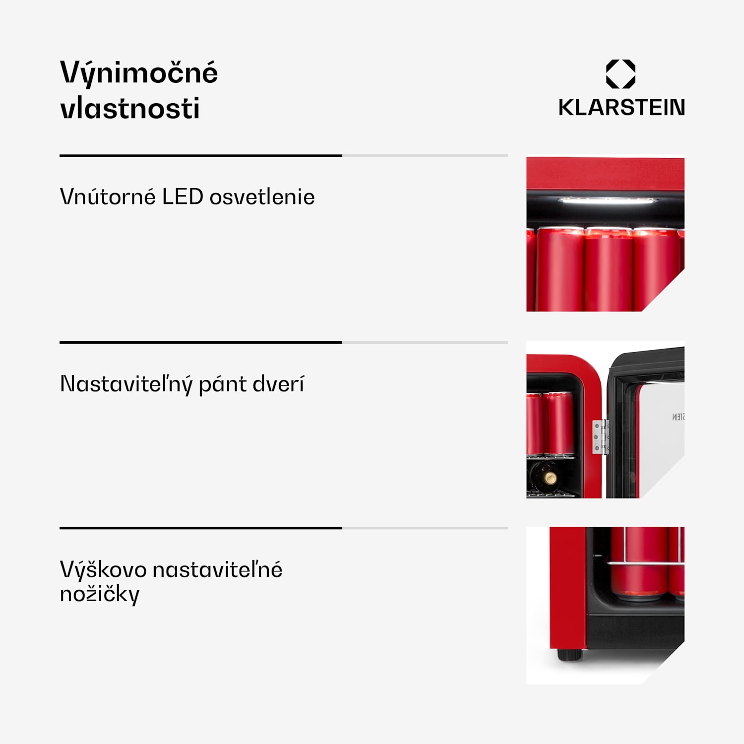 PopLife, chladnička na nápoje, chladnička, 115 l, 0-10°C, retro dizajn 115 litrov | Červená