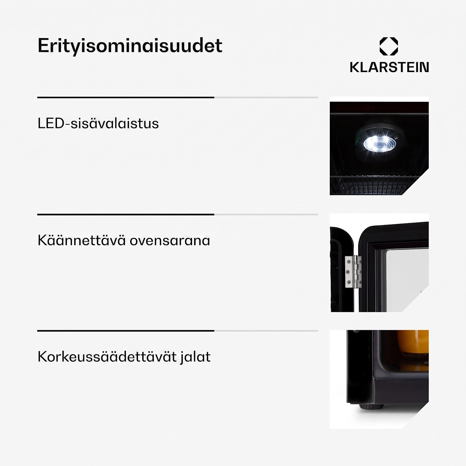 PopLife-juomajääkaappi jääkaappi 70 litraa 0–10 °C retromuotoilu  LED 70 l | Musta
