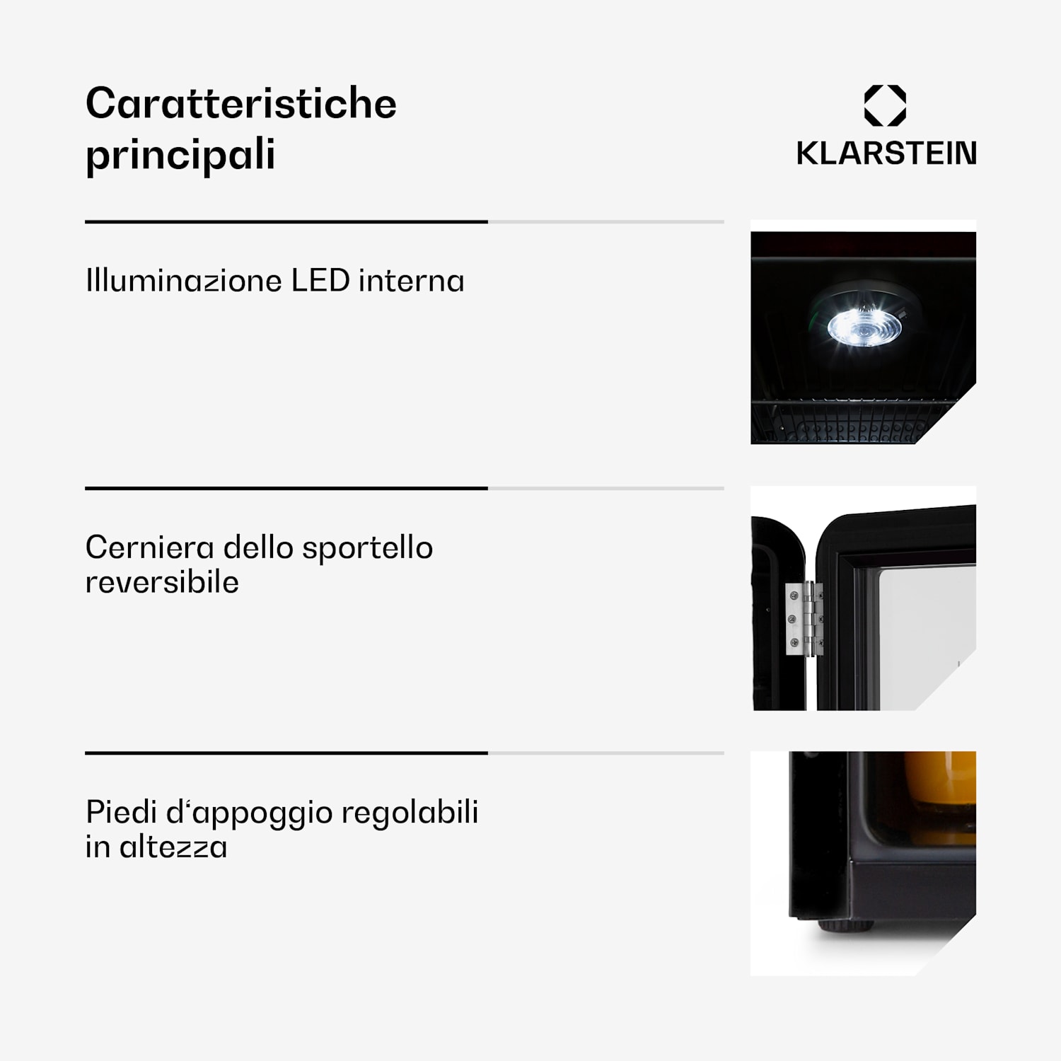 Frigorifero per bevande PopLife Frigorifero 70 litri 0 - 10 °C Design retrò  LED 70 Ltr | Nero