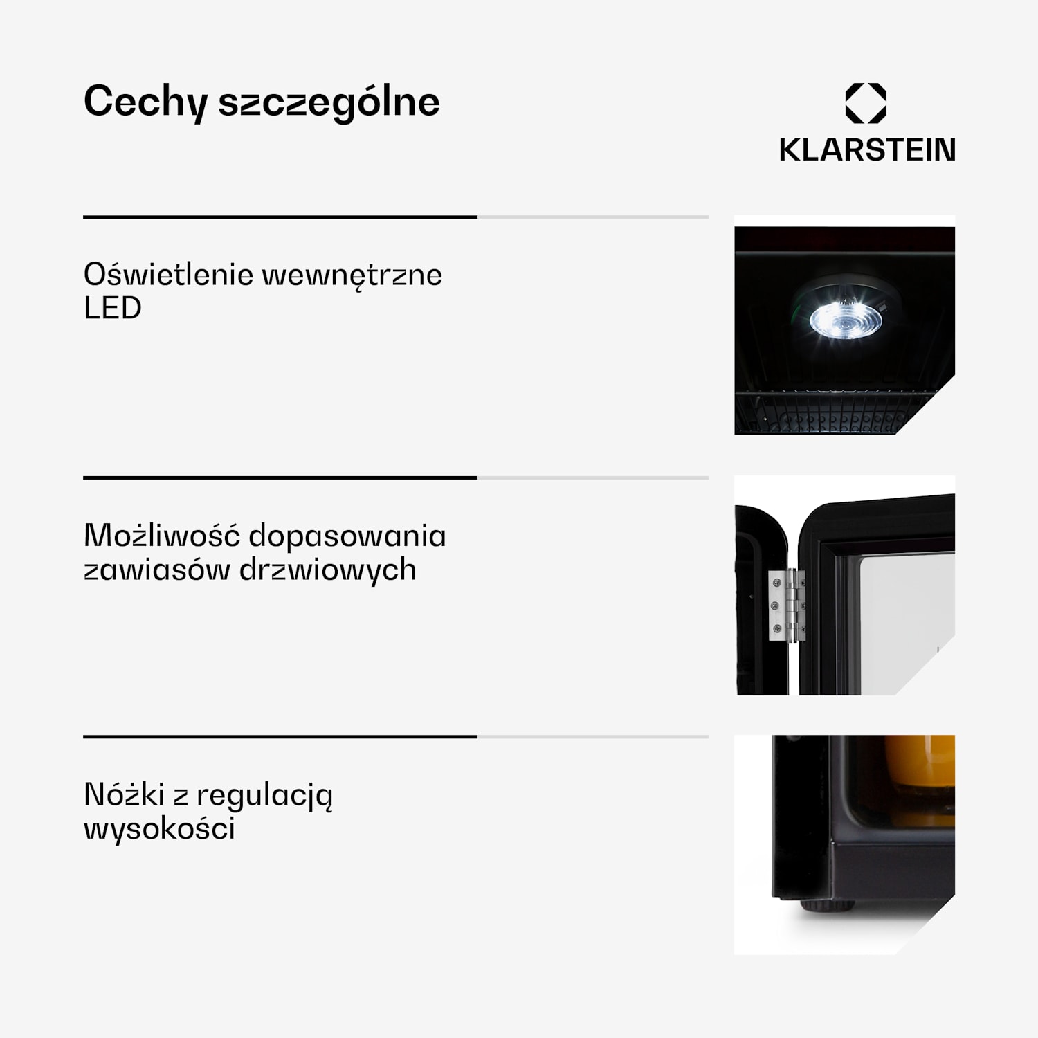PopLife 70, lodówka na napoje, chłodziarka, 70 l, 0-10°C, styl retro, LED 70 Ltr | Czarny