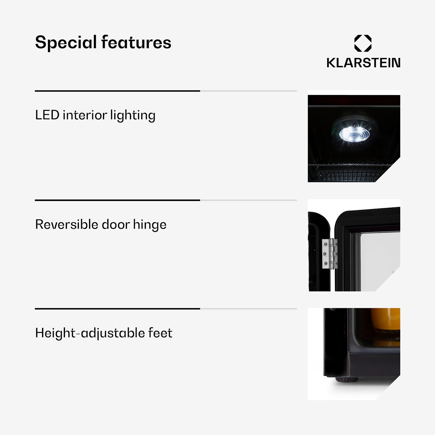 PopLife Beverage Cooler Refrigerator 70 litres 0-10 °C retro design LED 70 Ltr | Black