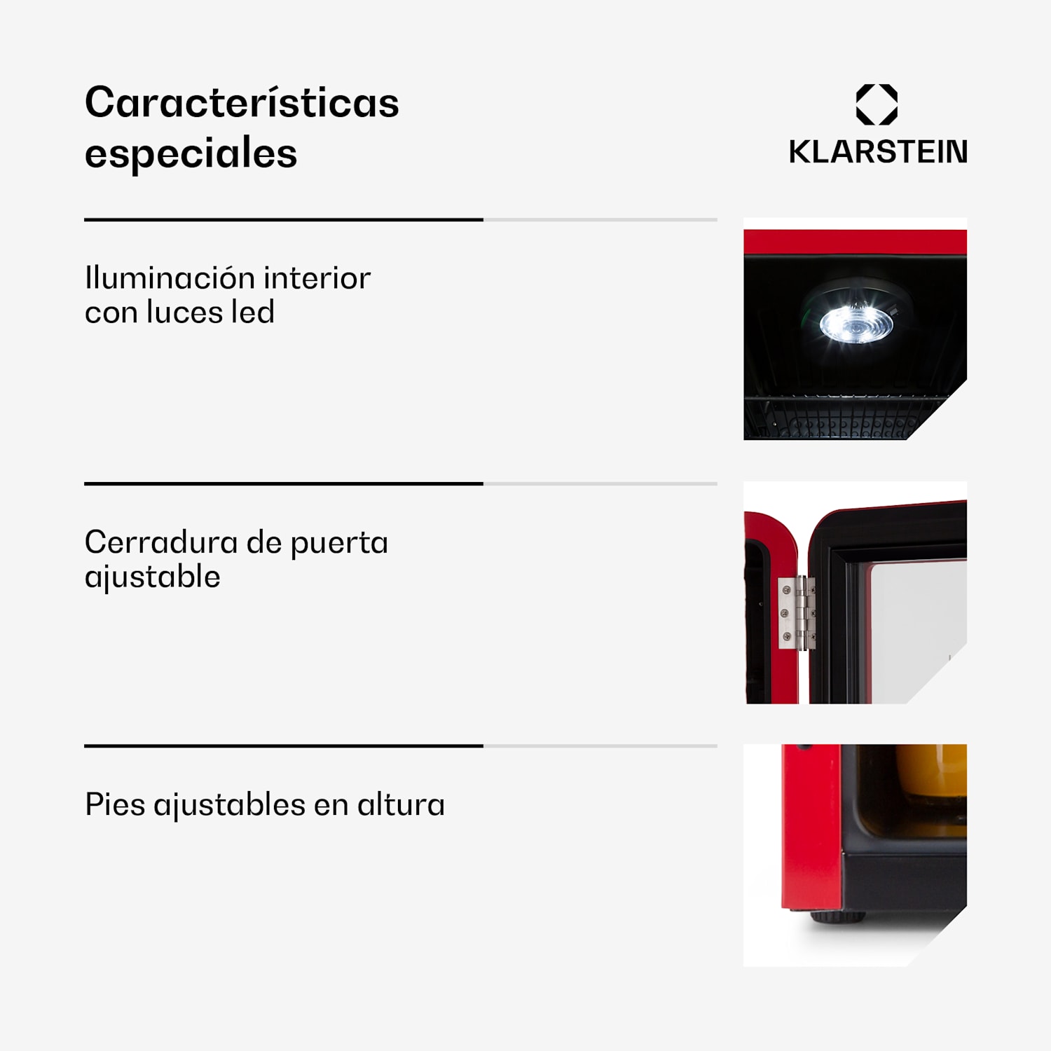 PopLife Nevera para bebidas frigorífico 70 litros de capacidad de 0 a 10 °C diseño retro LED 70 L | Rojo