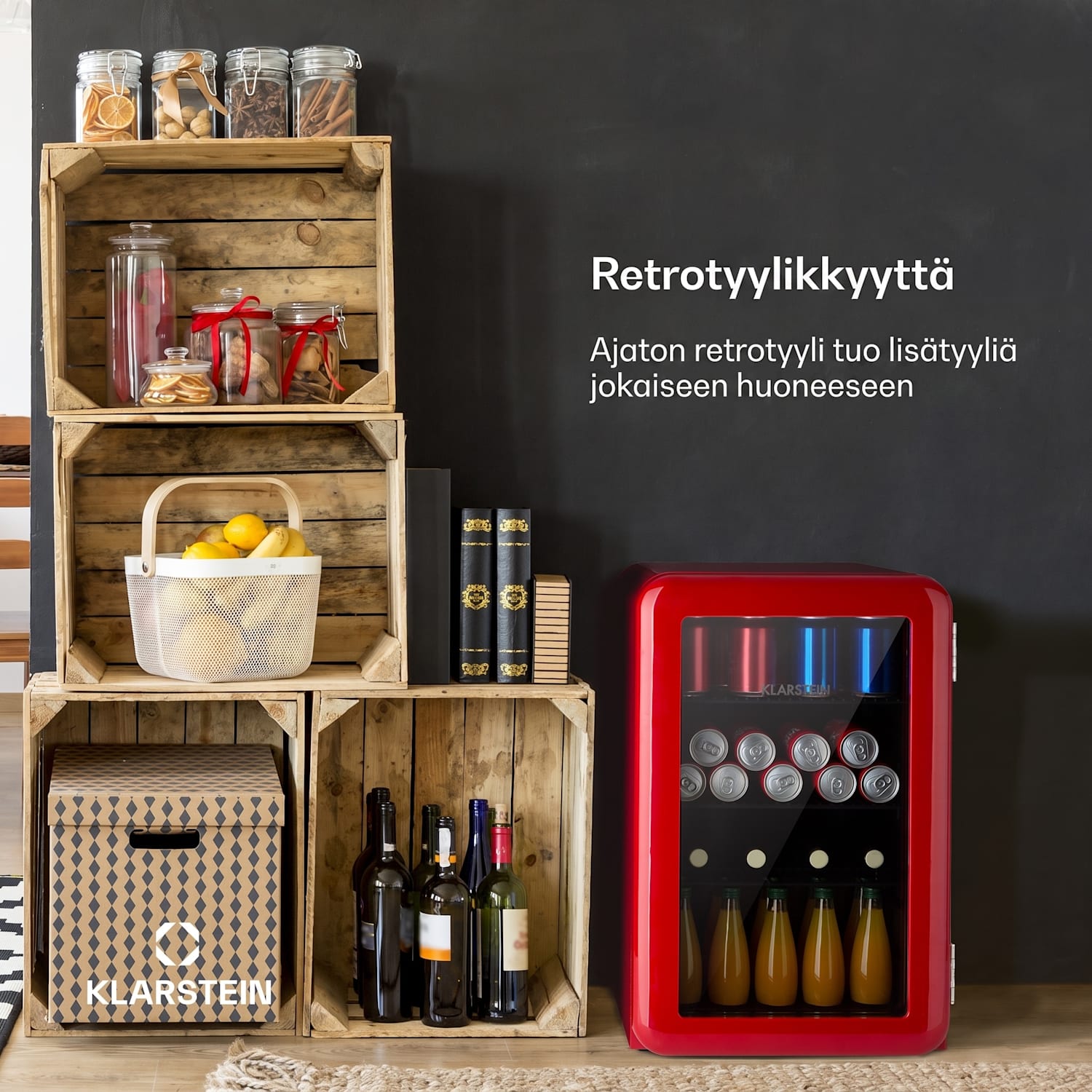 PopLife 70L -juomajääkaappi jääkaappi 70 litraa 0–10 °C retromuotoilu 70 L | Punainen