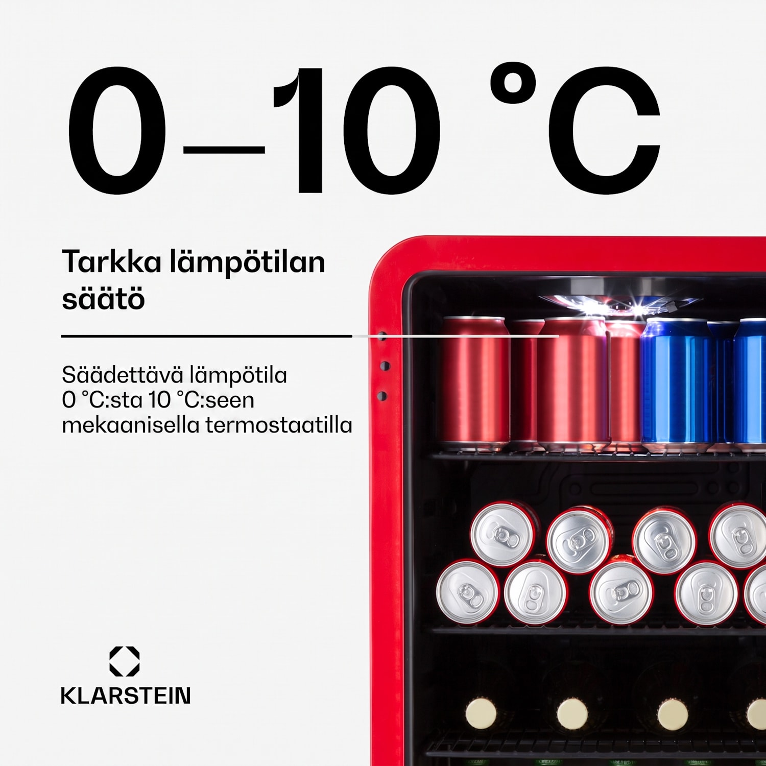 PopLife 70L -juomajääkaappi jääkaappi 70 litraa 0–10 °C retromuotoilu 70 L | Punainen