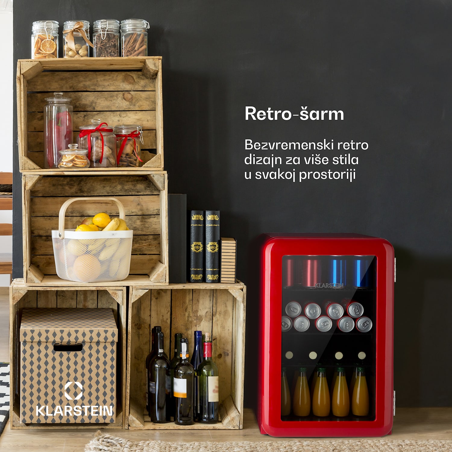 PopLife 70L, hladnjak za napitke, hladnjak, 70 litara, 0 - 10 ° C, retro dizajn 70 L | Crvena