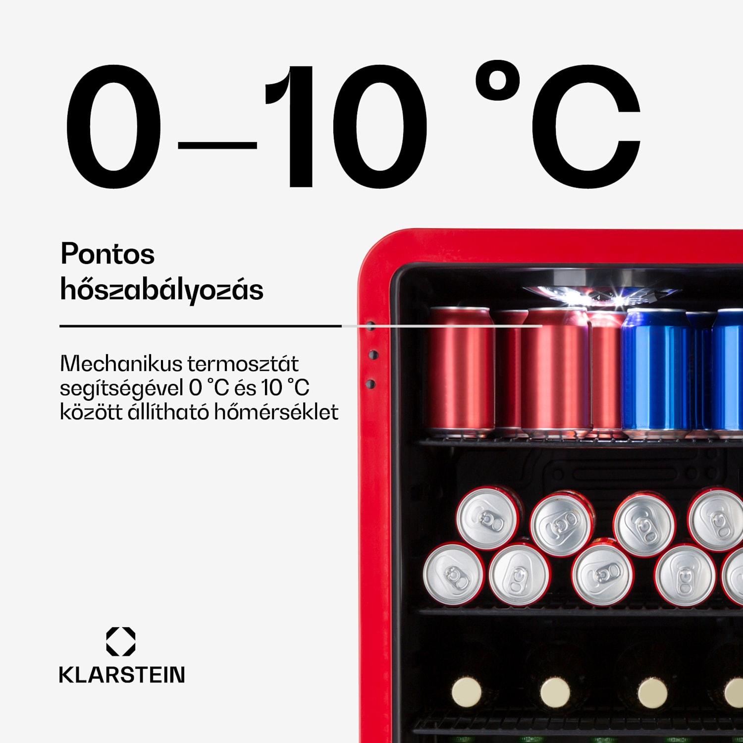 PopLife 70L, italhűtőszekrény, 70 liter, 0 - 10 ° C, retro kivitelben 70 L | Piros