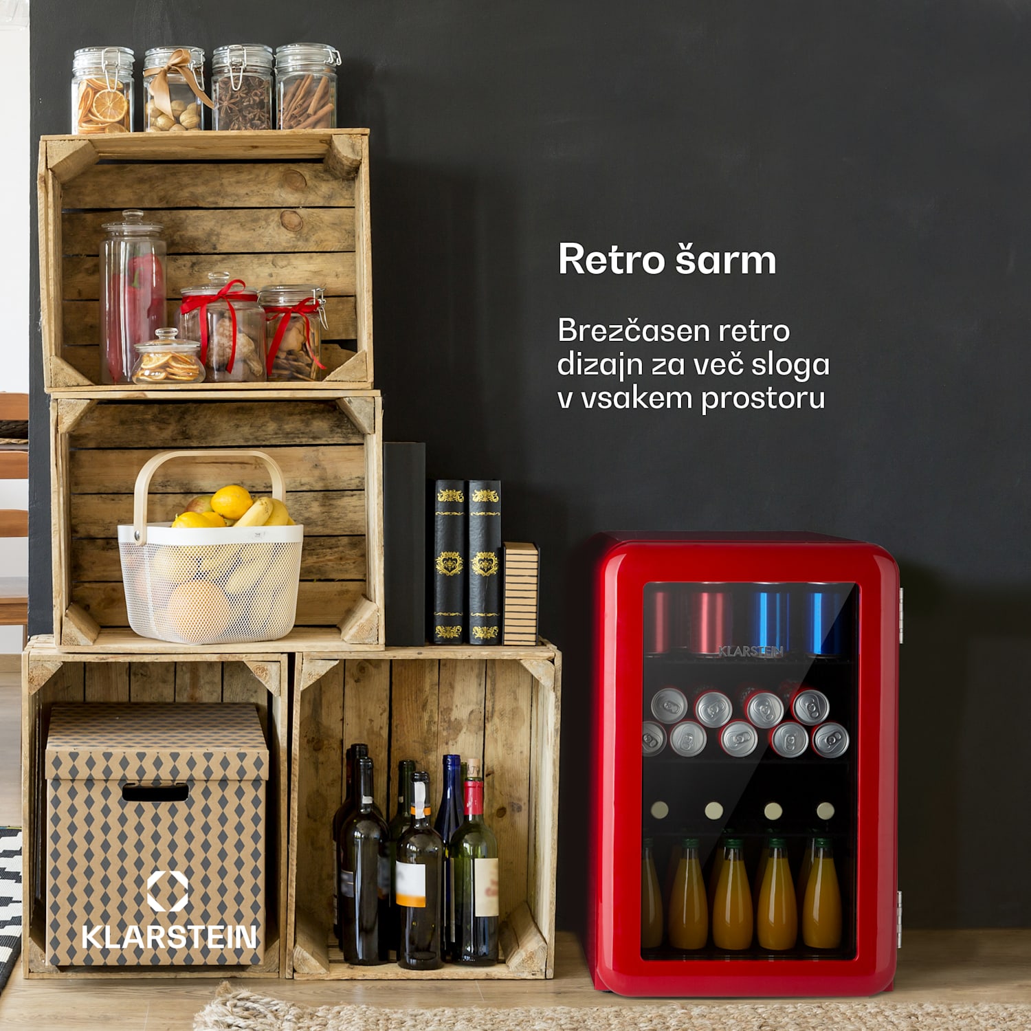 PopLife 70L, hladilnik za pijače, hladilnik, 70 litrov, 0 - 10 ° C, retro dizajn 70 Ltr | Rdeča