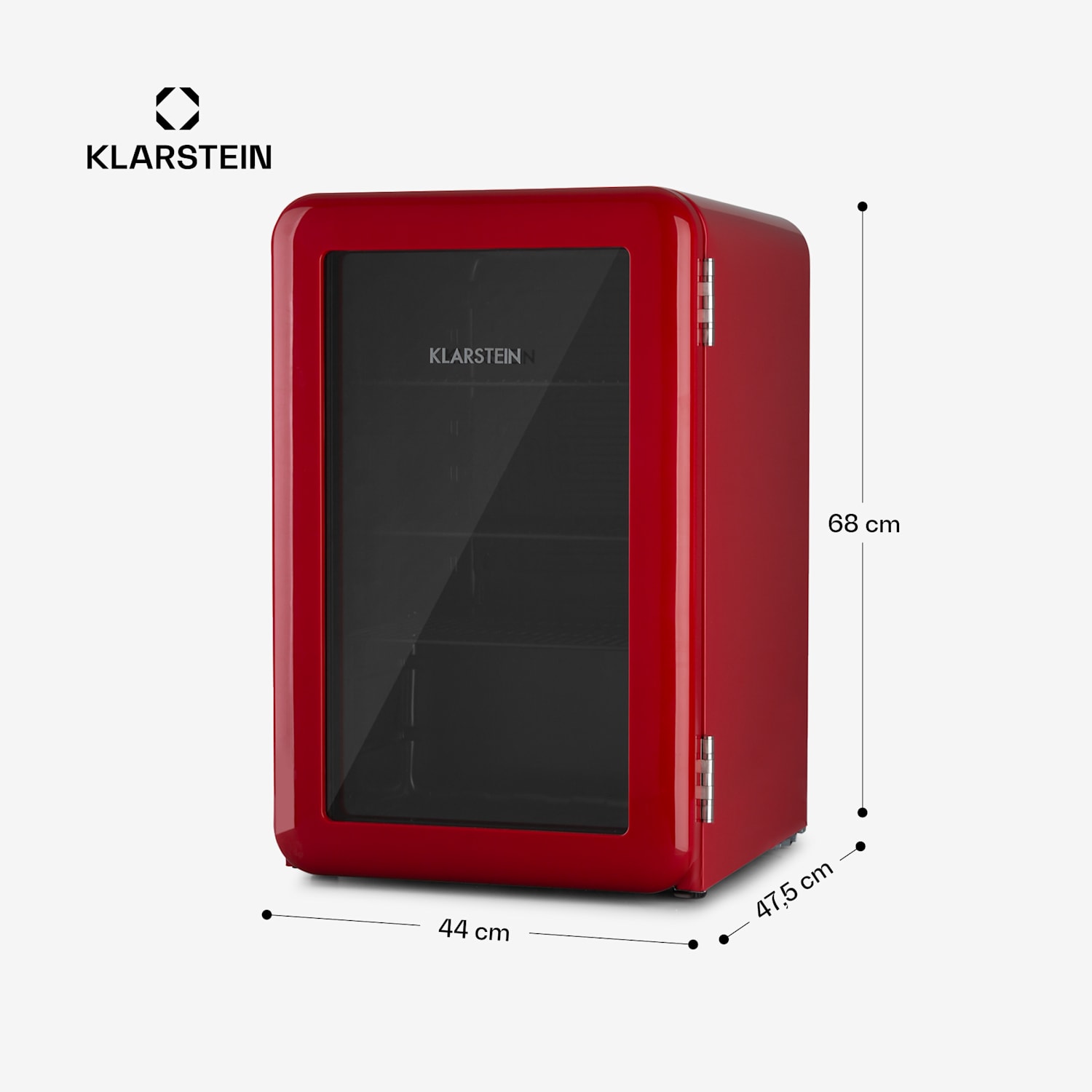 PopLife Beverage Cooler Refrigerator 70 litres 0-10 °C retro design LED 70 Ltr | Red