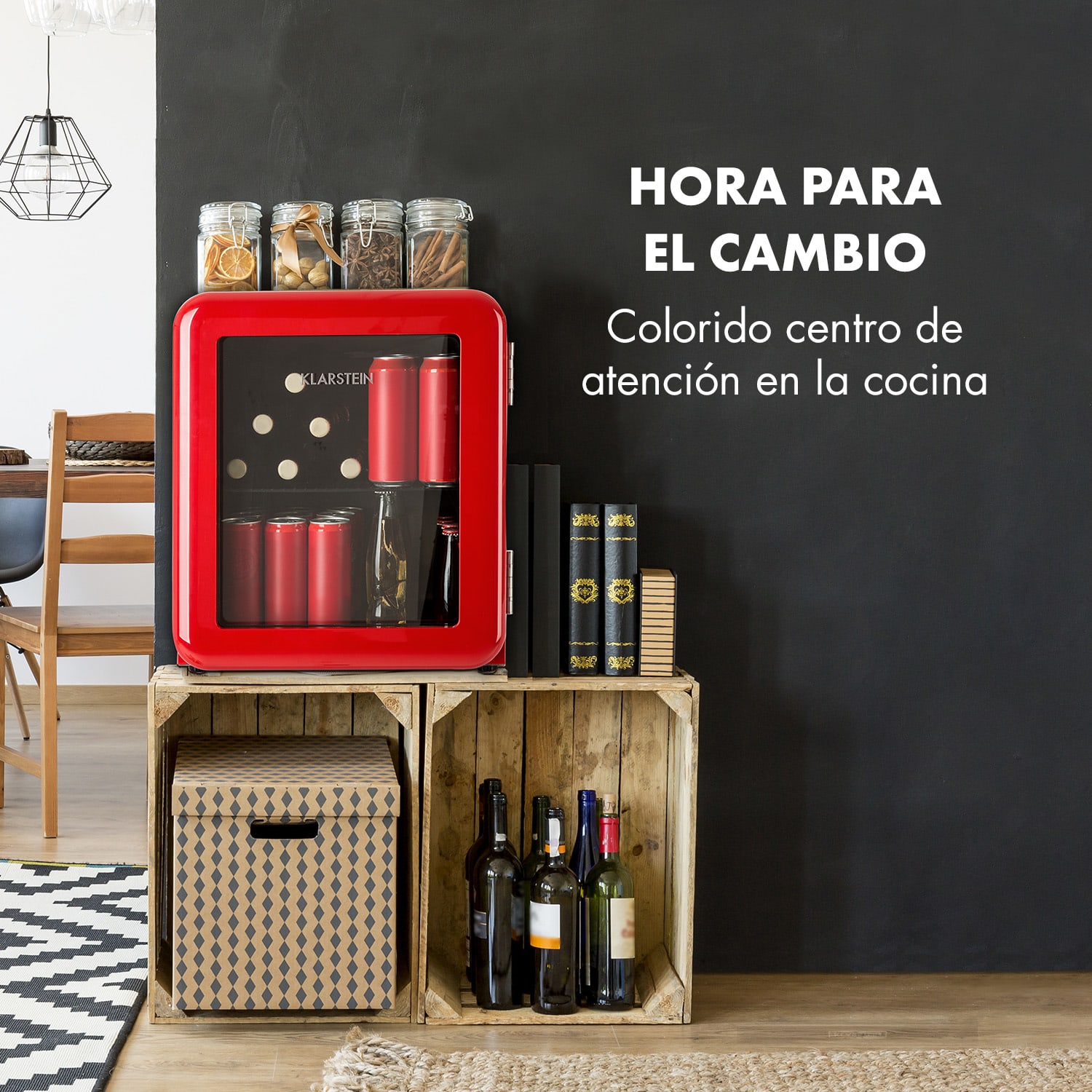 PopLife Nevera para bebidas de 0 a 10 °C diseño retro 