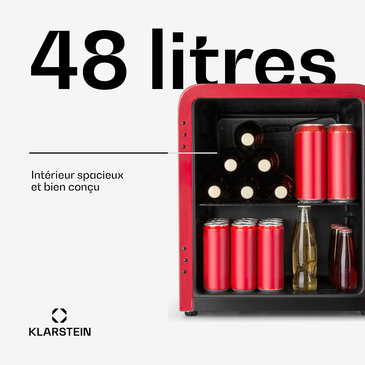 Réfrigérateur à boissons PopLife 0-10°C design rétro 48 L | Rouge