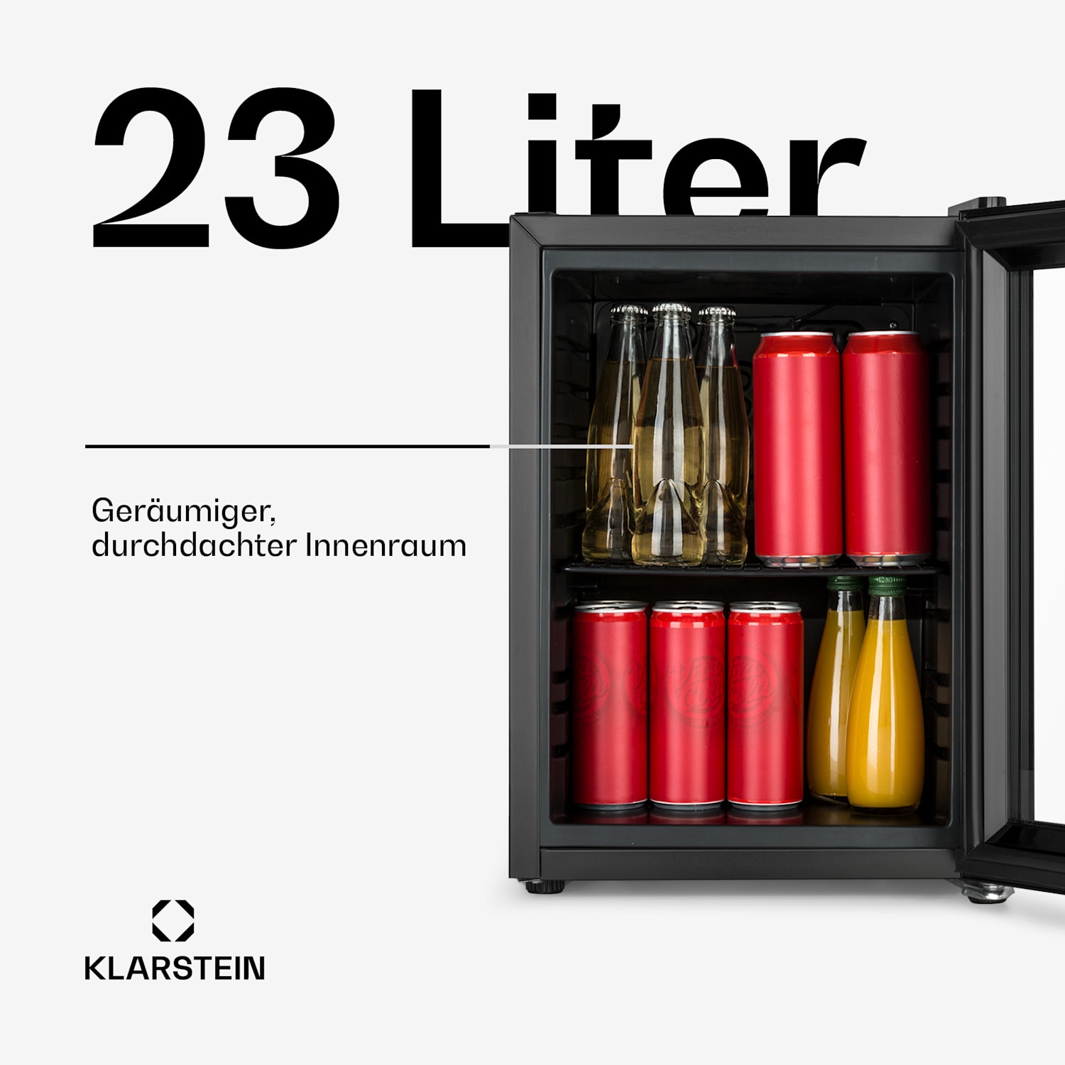 Harlem Getränkekühlschrank 23 Liter 1 Metallrost Glastür 