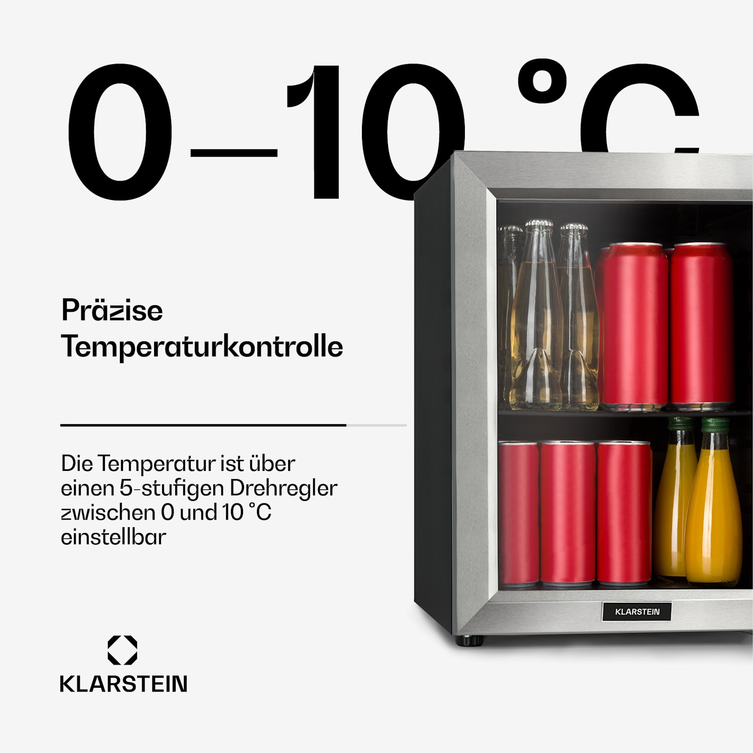Harlem Getränkekühlschrank 23 Liter 1 Metallrost Glastür 