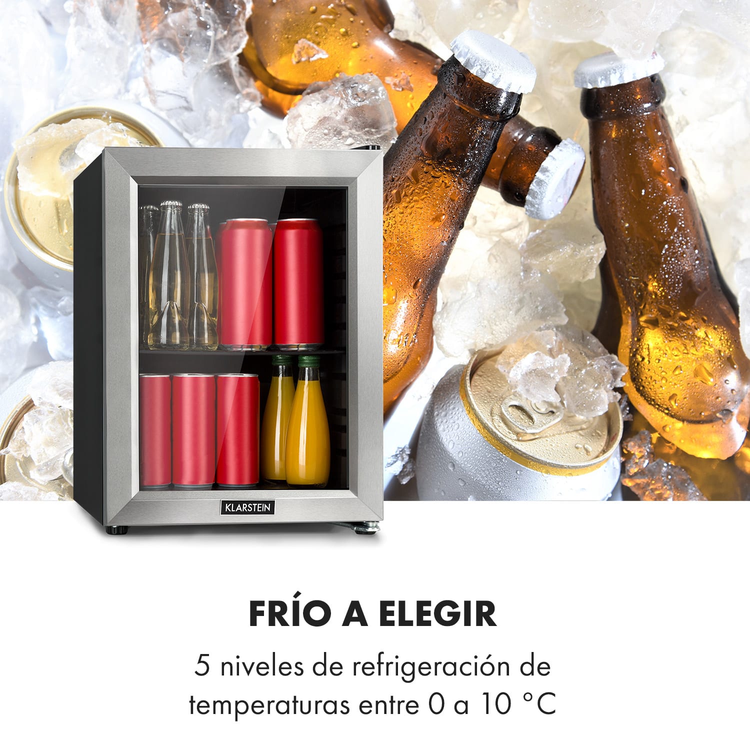 Nevera para bebidas Harlem 23 litros 1 estante metálico puerta de cristal 