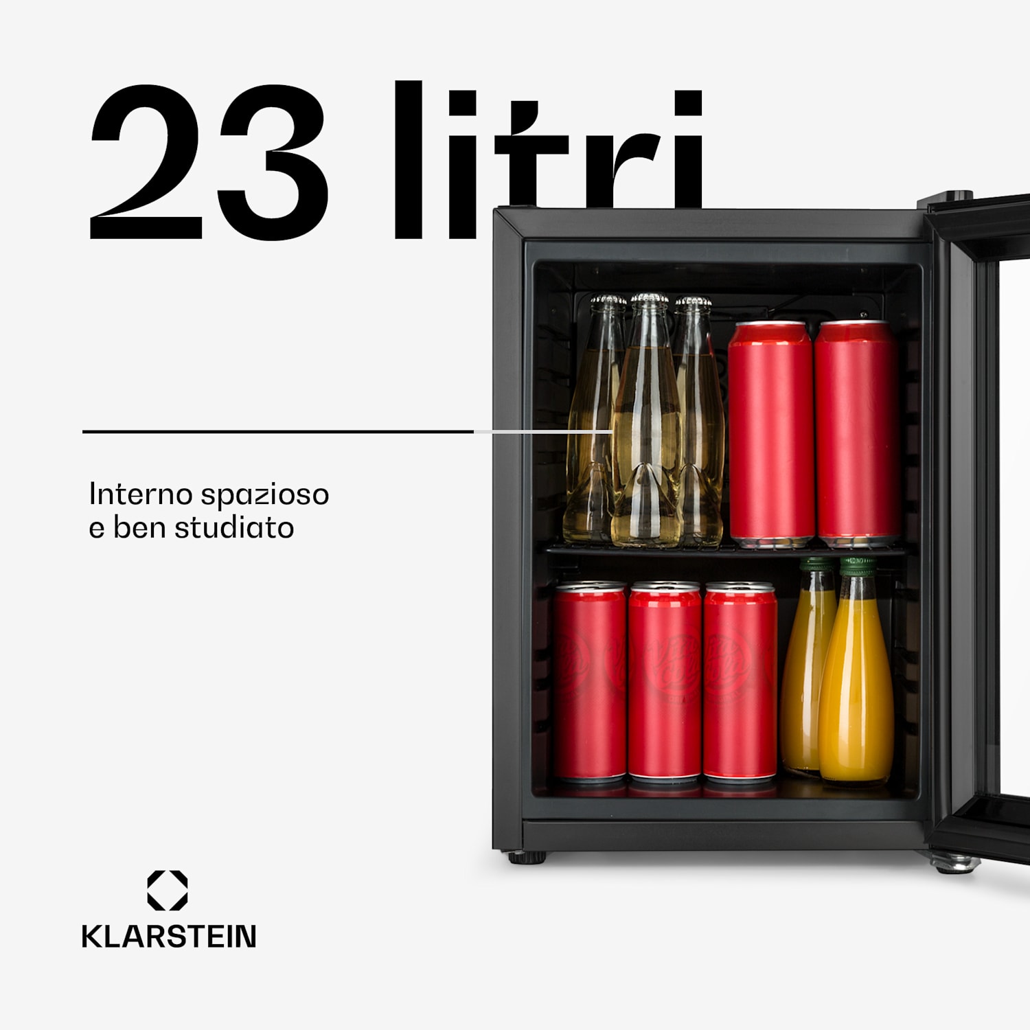 Frigo per bevande Harlem 23 litri 1 ripiano in metallo sportello di vetro 