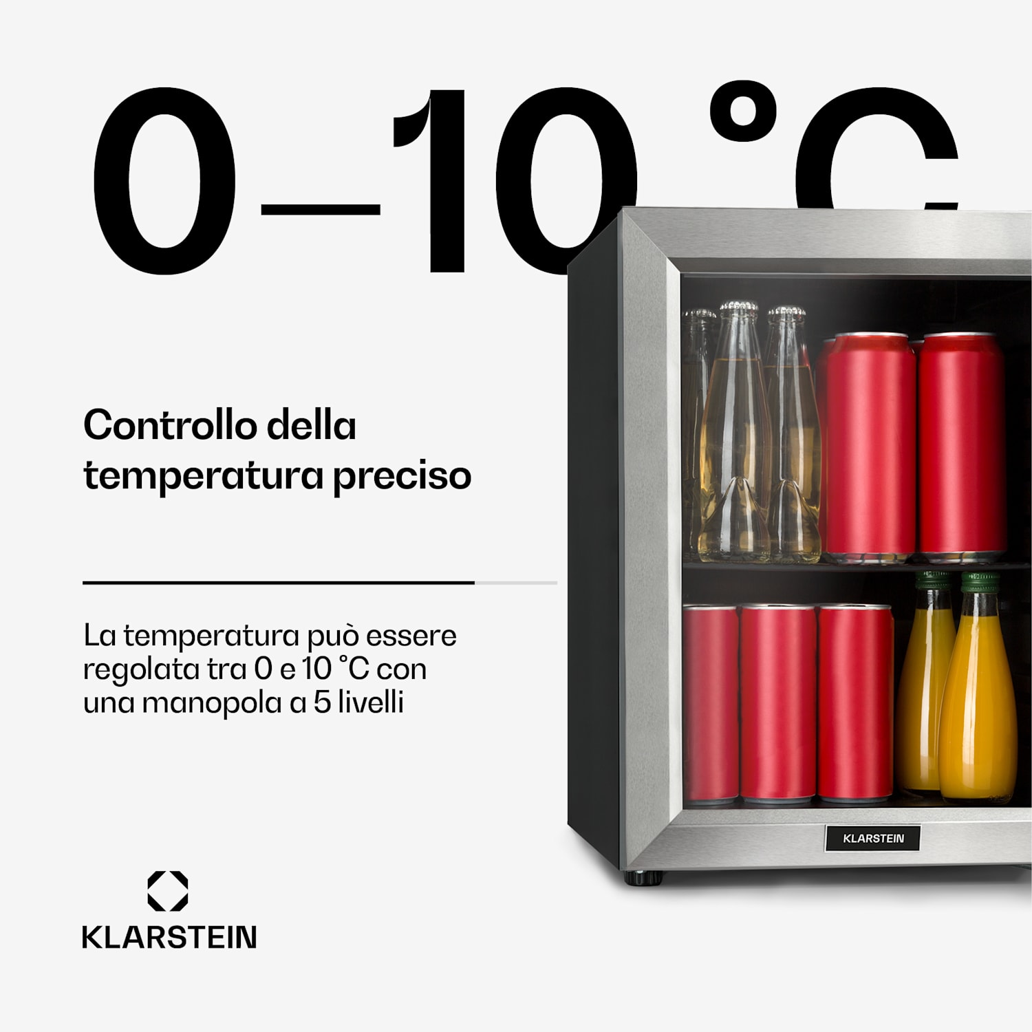 Frigo per bevande Harlem 23 litri 1 ripiano in metallo sportello di vetro 