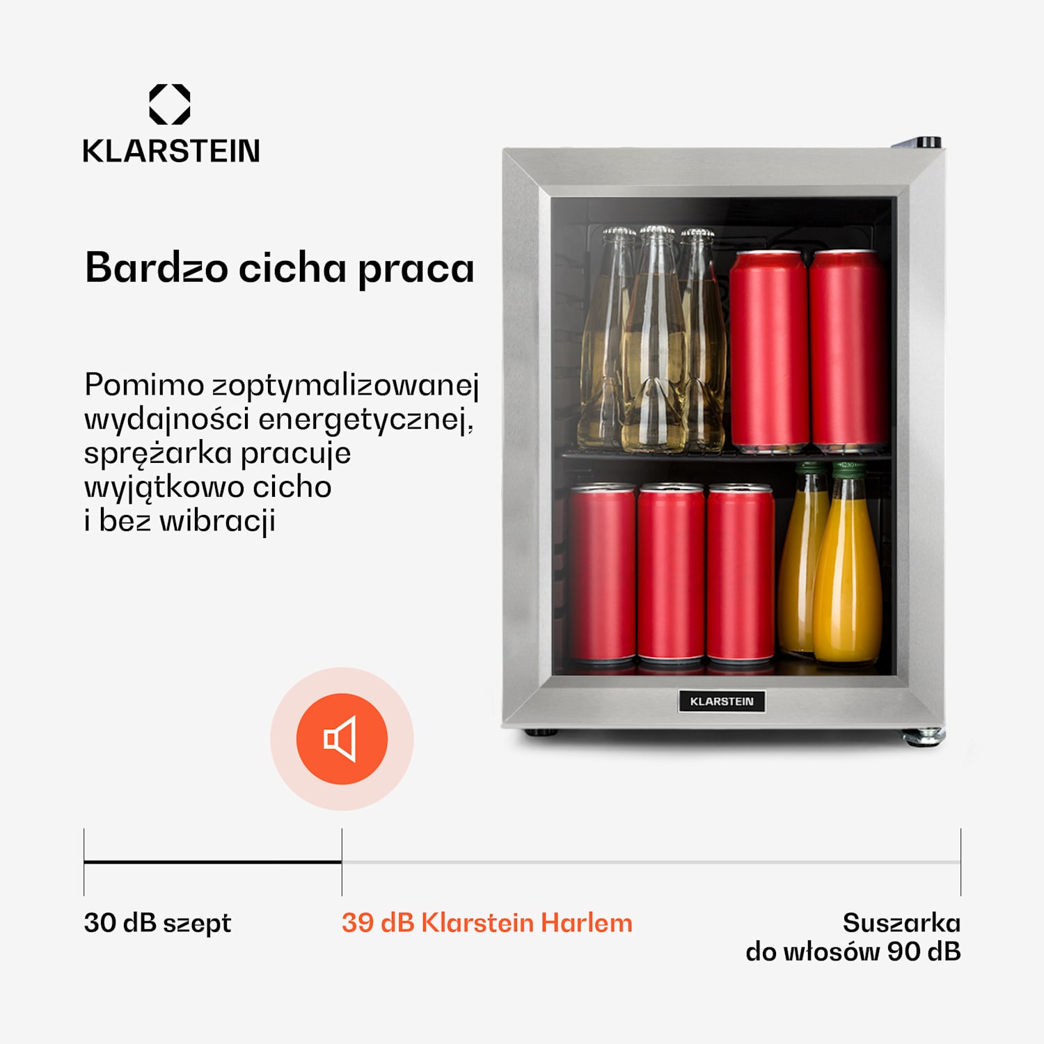 Harlem, lodówka na napoje, klasa energetyczna F, metalowy ruszt, szklane drzwi 