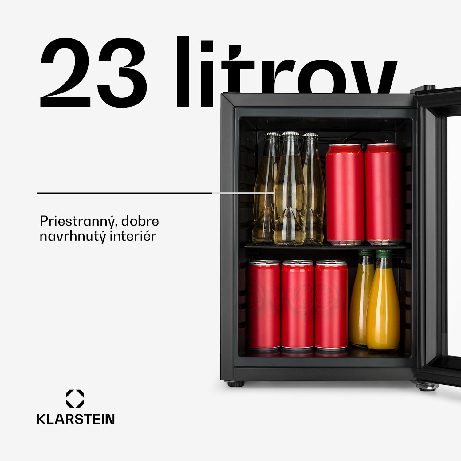 Harlem, chladnička na nápoje, 23 l, 1 kovová polica, sklenené dvere 