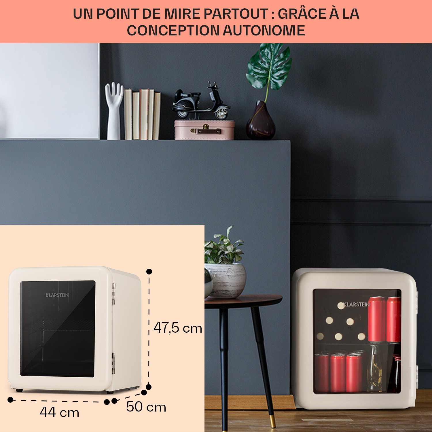 PopLife 48 drankkoelkast koelkast 0-10°C retro-design 