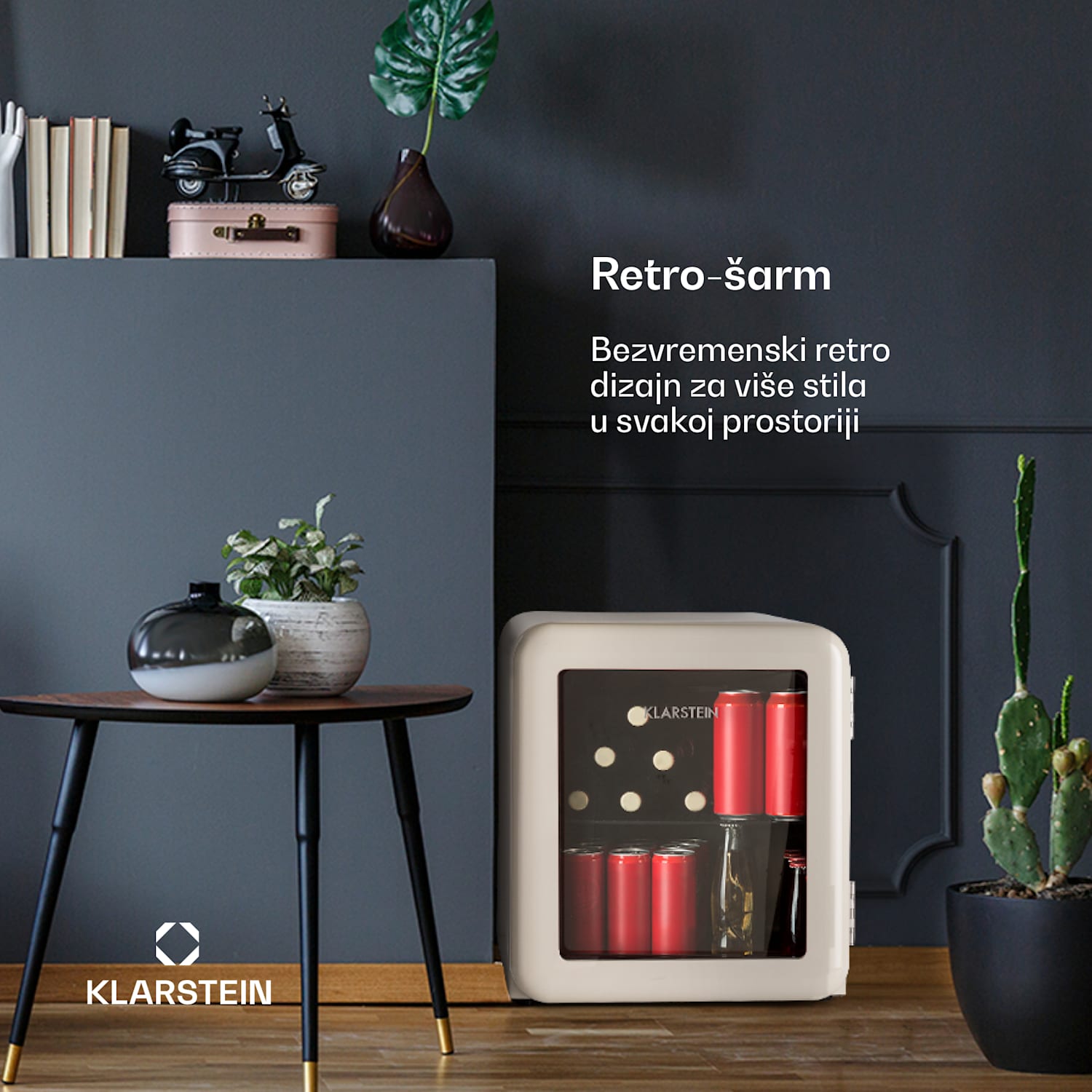 PopLife 48, hladnjak za piće, hladnjak, 0-10°C, retro dizajn 48 Ltr | Krem