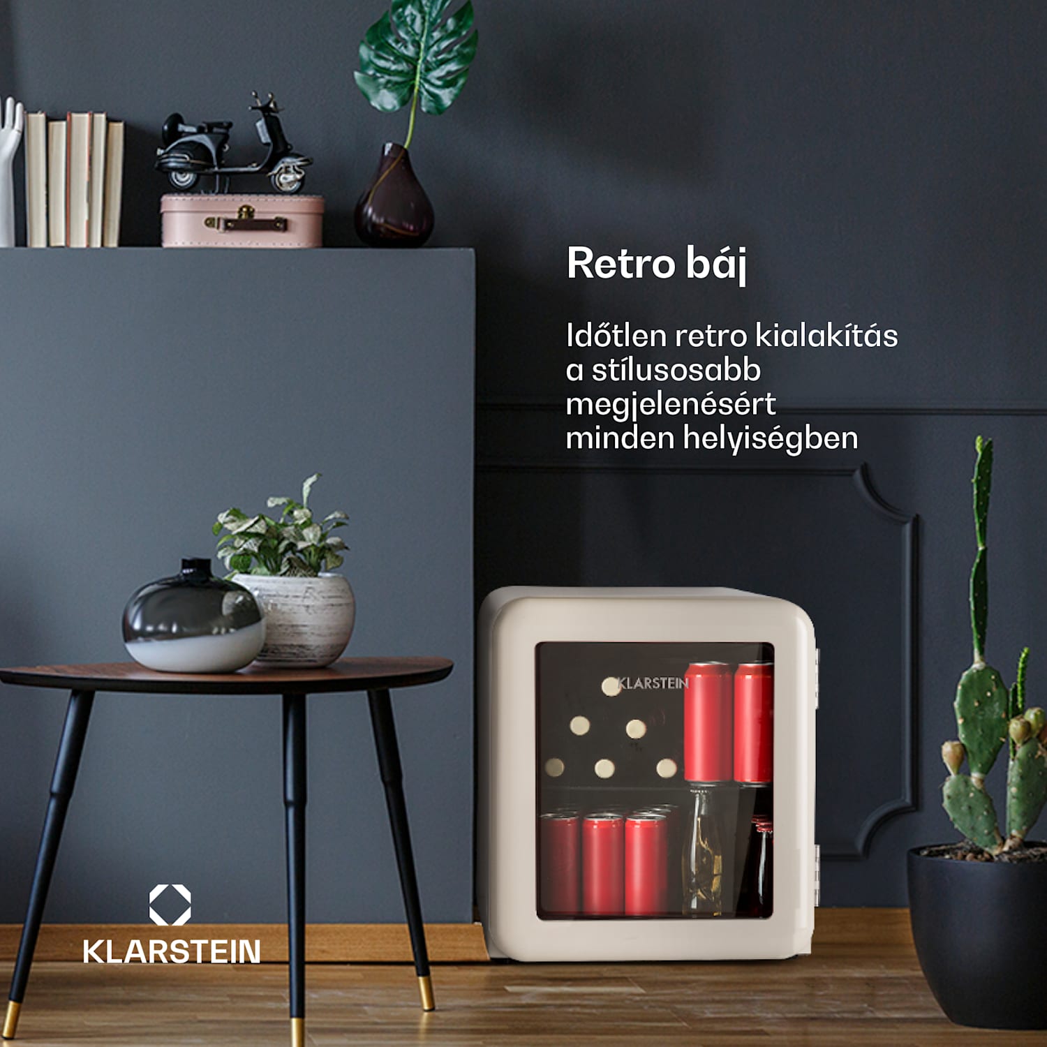 PopLife 48, italhűtőszekrény, 0 - 10 °C, retro kivitel 48 Ltr | Krém