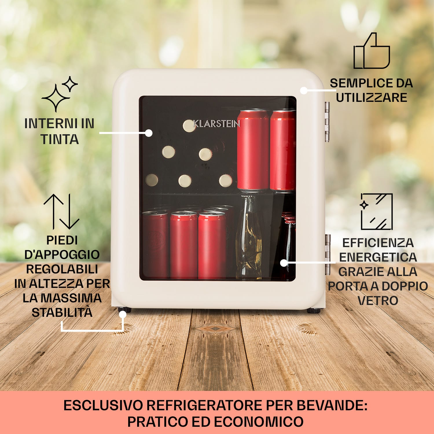 PopLife 48 frigorifero per bevande, frigo, 0-10°C, design retrò 