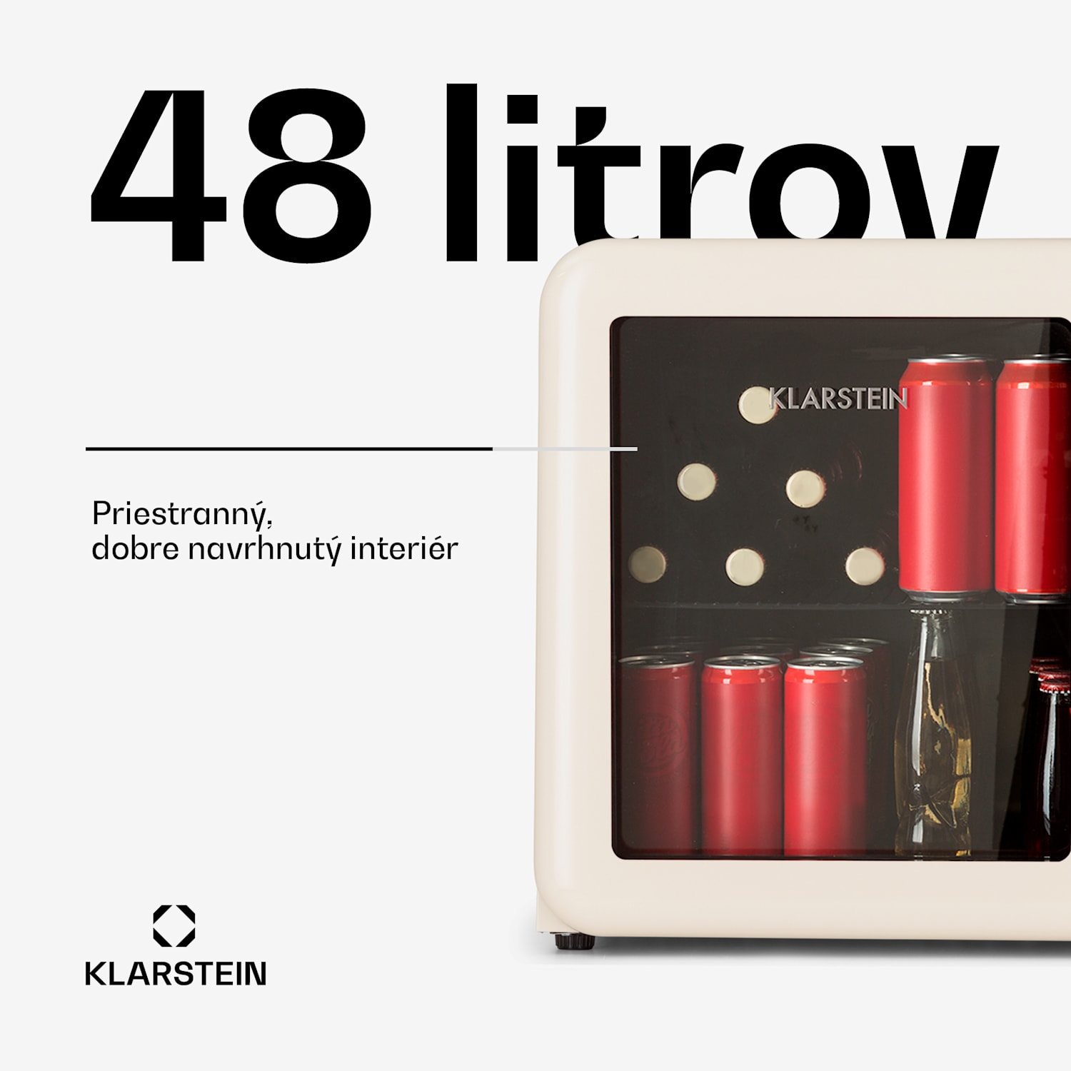 PopLife 48, chladnička na nápoje, chladnička, 48 l, 0-10°C, retro dizajn 48 litrov | Krémová