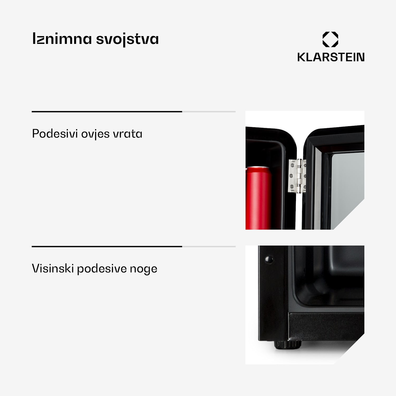 PopLife, hladnjak za piće, hladnjak, 0-10°C, retro dizajn 48 Ltr | Crna