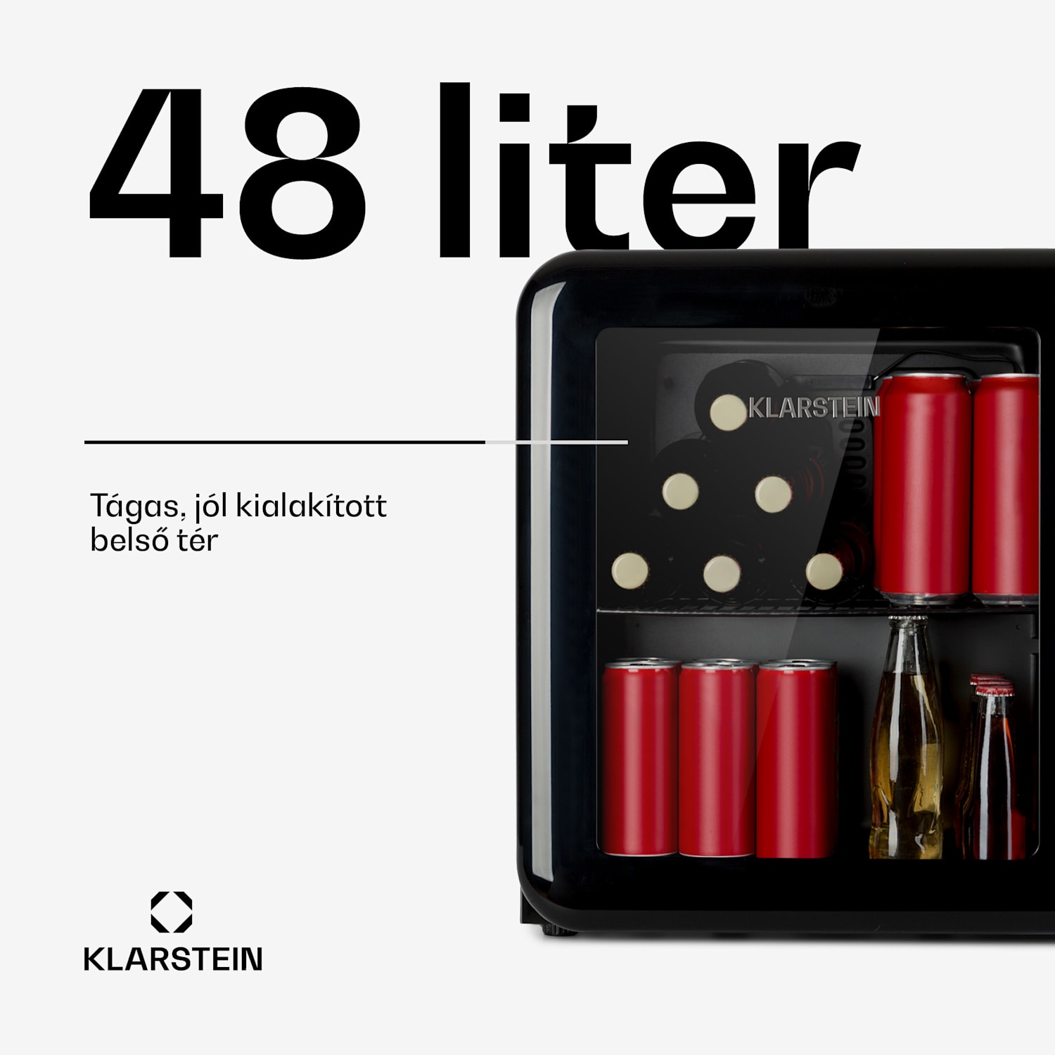 PopLife, italhűtőszekrény, 0-10°C, retro kivitel 48 Ltr | Fekete