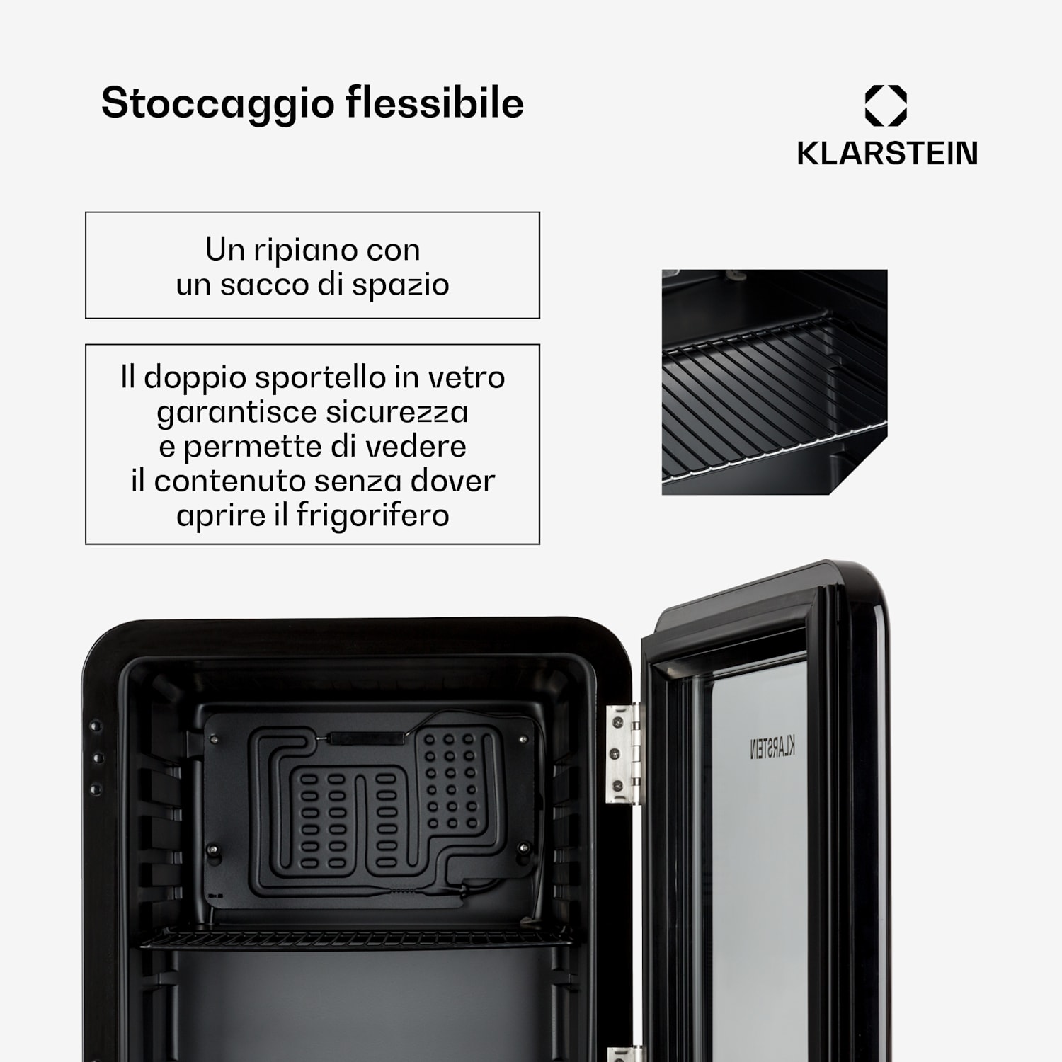 PopLife - Frigorifero per bevande, 0-10°C, design rétro 48 Ltr | Nero