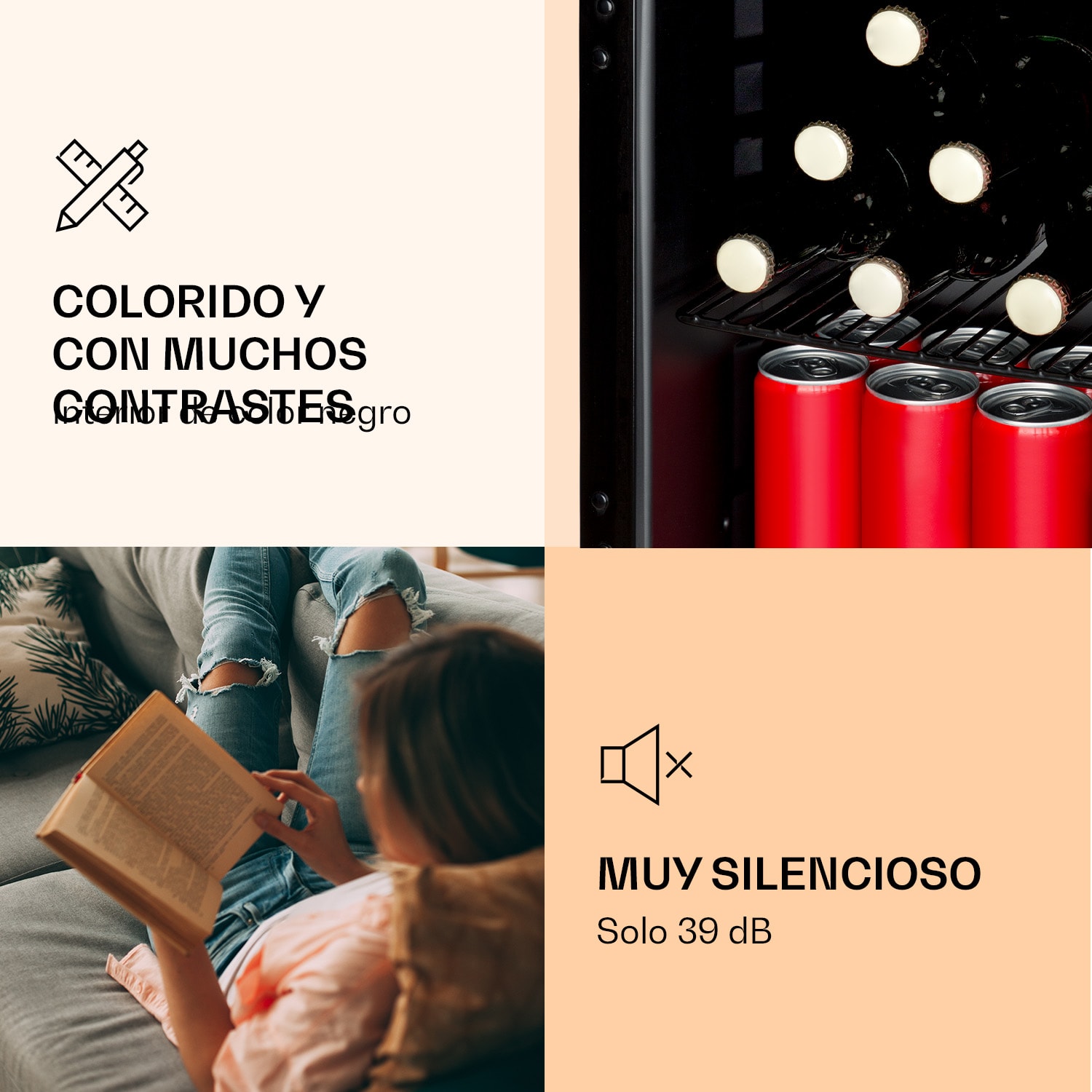 PopLife - Frigorifero per bevande, 0-10°C, design rétro 