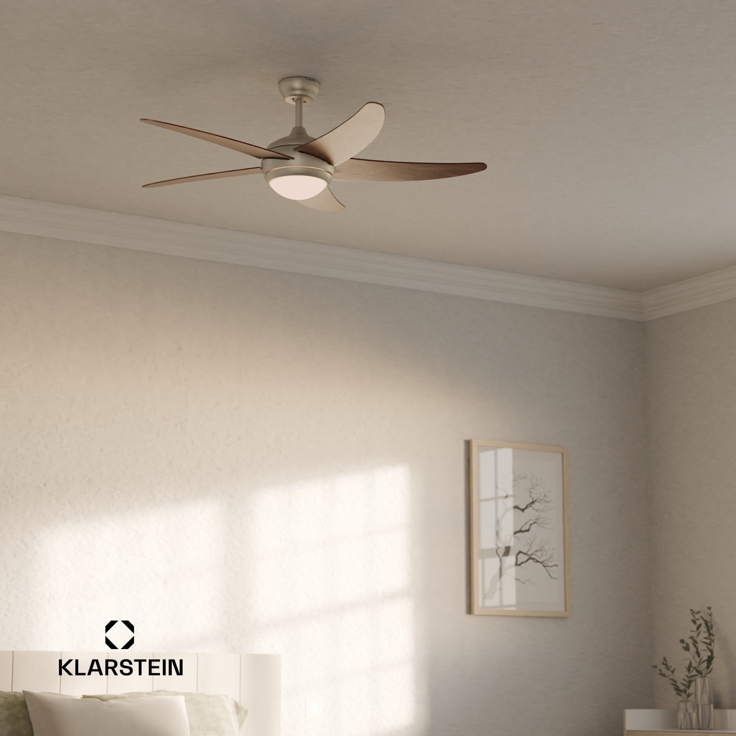 Bolero 2 az 1-ben Smart, mennyezeti ventilátor, Ø 132 cm, fény 55 W, távirányító, vezérlés applikáción keresztül, 2 menetirány 132 cm (13-25 m²-es szobák) | WIFI + távirányító | Diófa