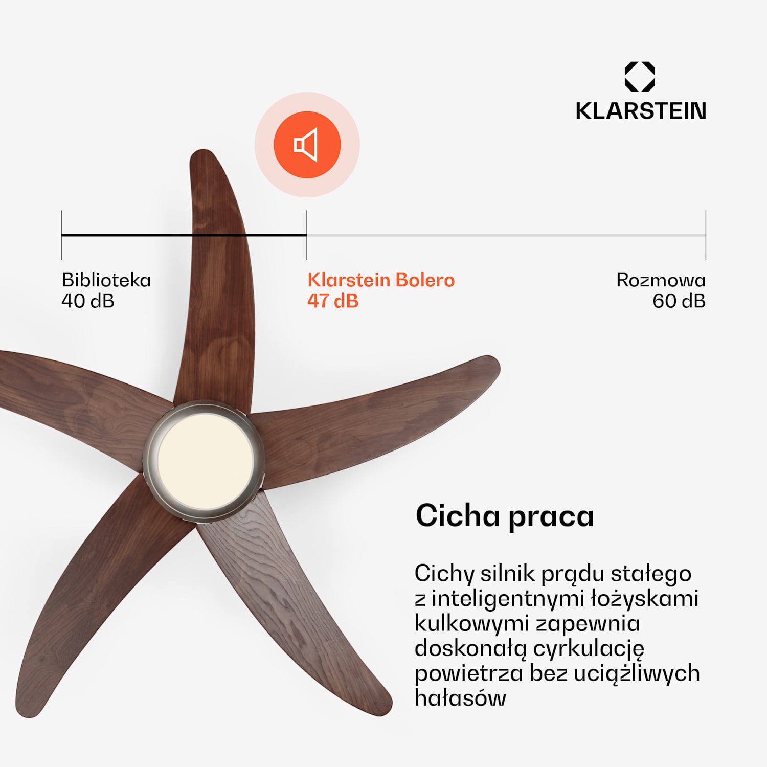 Bolero 2 w 1 Smart, wentylator sufitowy, Ø 132 cm, lampa 55 W, pilot zdalnego sterowania, sterowanie za pomocą aplikacji, 2 kierunki obrotów 132 cm (pomieszczenia 13–25 m²) | WIFI + Pilot zdalnego sterowania | Orzech Włoski